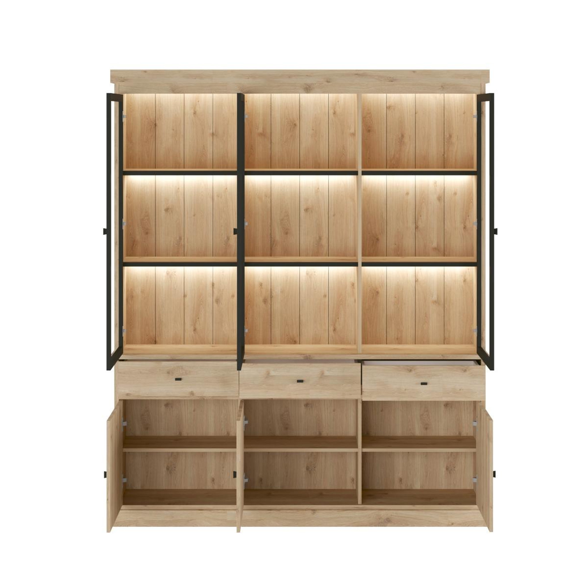 Voir la diapositive 3 : JLC KREATION Vaisselier 3 portes vitrées en bois VALENTINE
