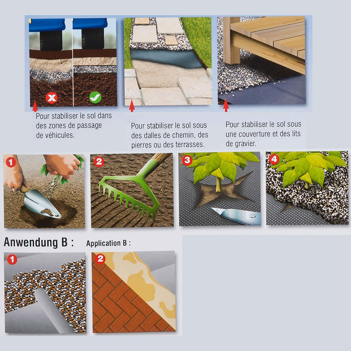  Feutre stabilisateur 0,9x15m gris 90g/m2