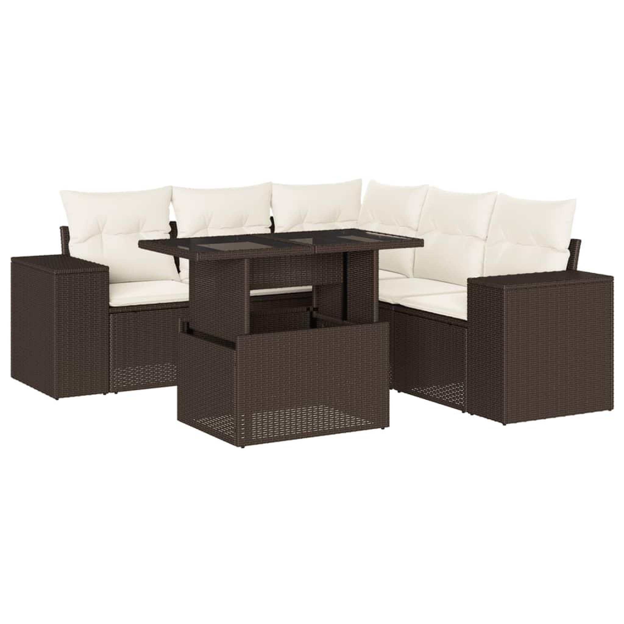 Voir la diapositive 2 : VIDAXL Salon de jardin avec coussins 6 pcs marron resine tressee