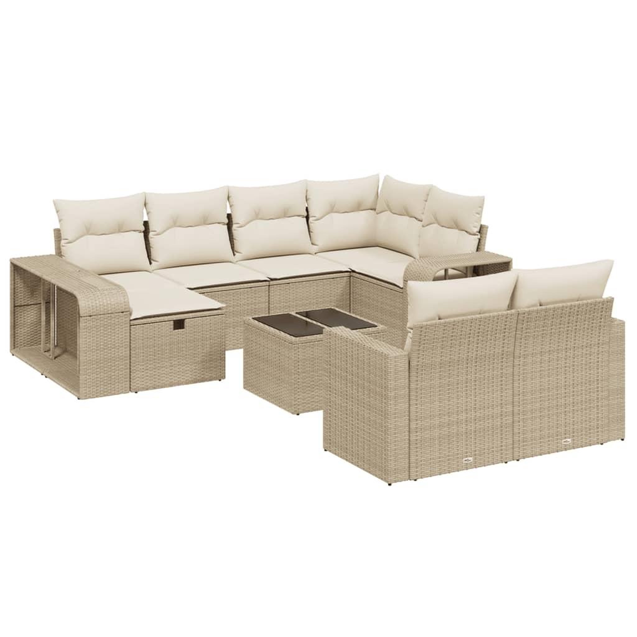 Voir la diapositive 2 : VIDAXL Salon de jardin 11 pcs avec coussins beige resine tressee