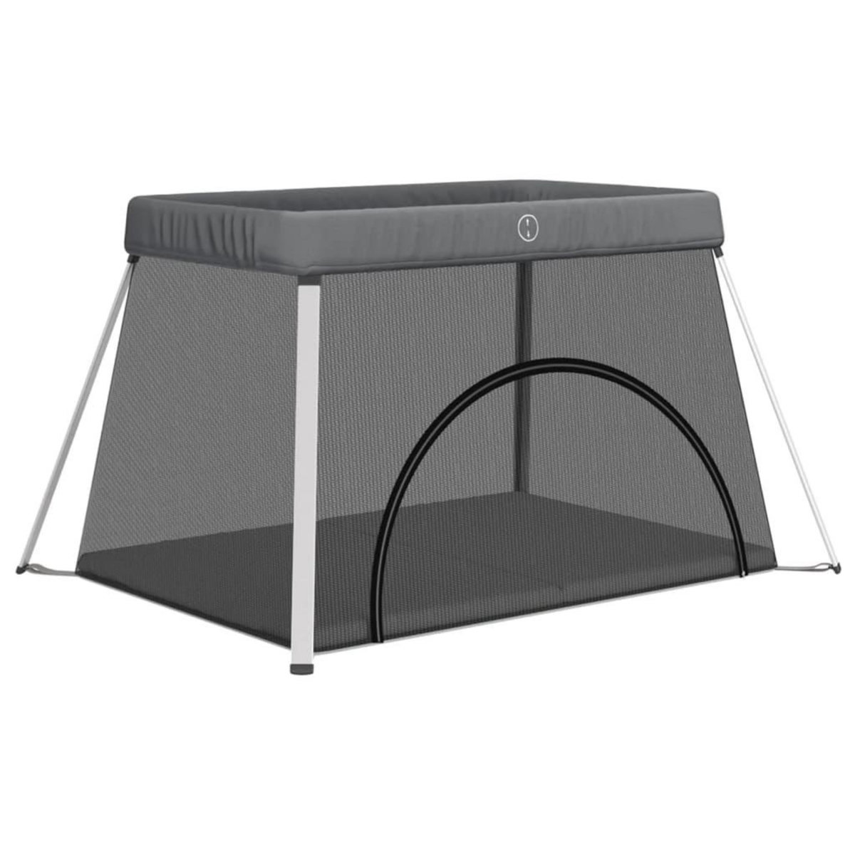 VIDAXL Parc pour bebe avec matelas Gris fonce Tissu de lin