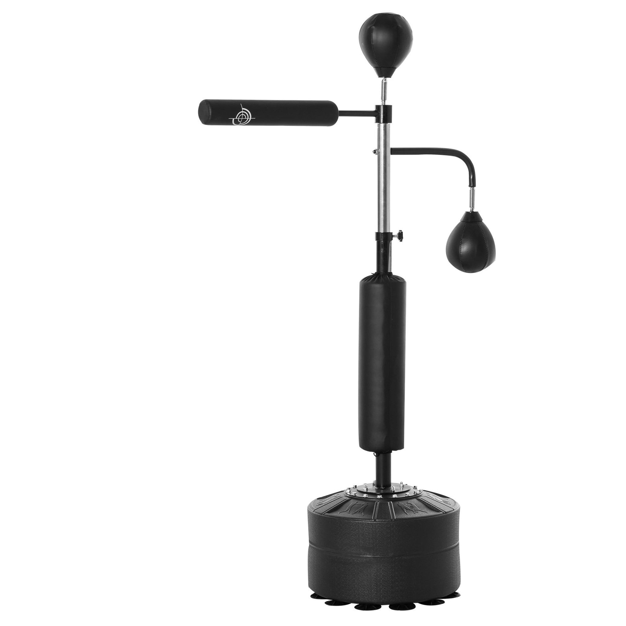 HOMCOM Sac de frappe boxe autoportant punching ball brunier 3 en 1 revêtement synthétique dim. 88L x 50l x 160-230H cm noir