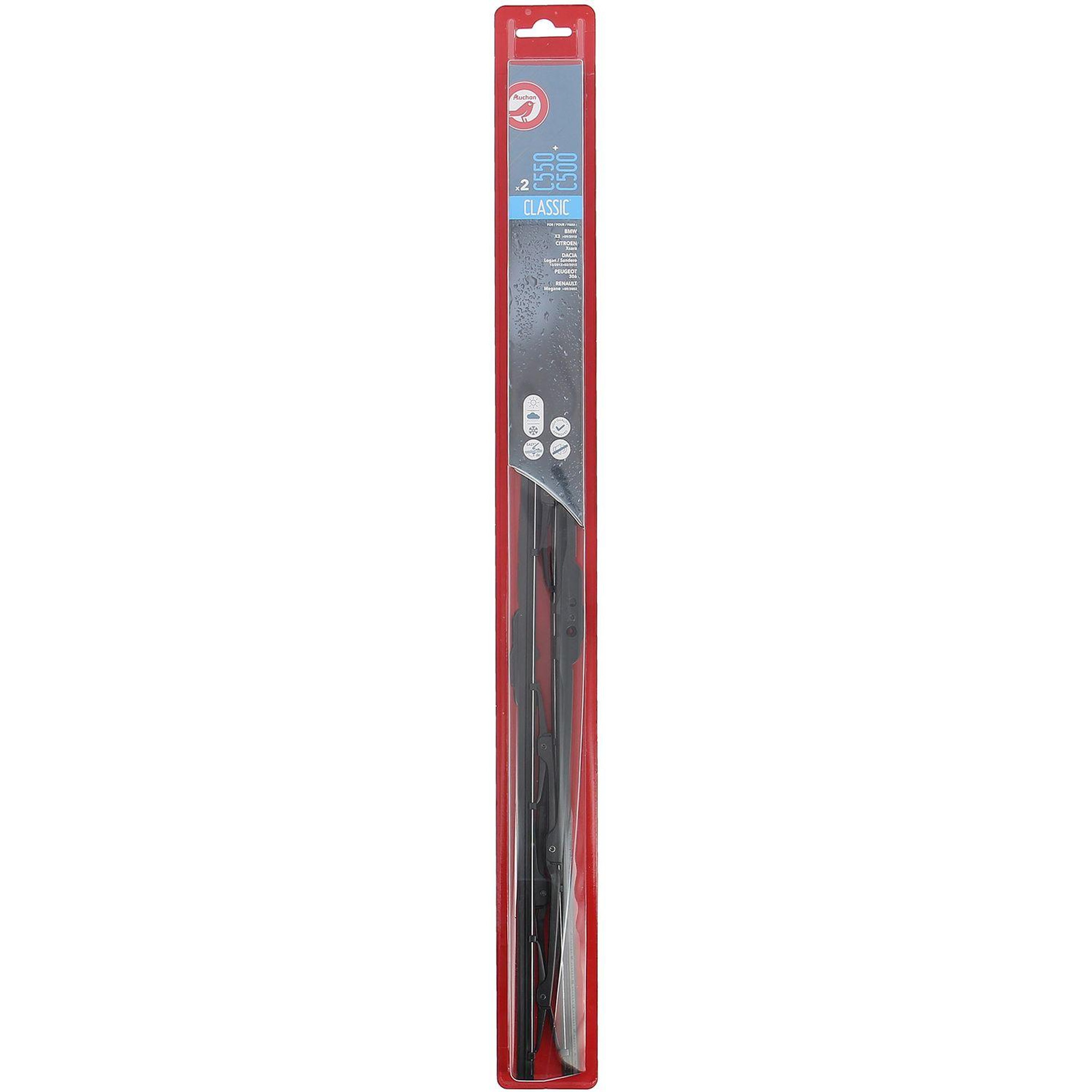 Voir la diapositive 2 : AUCHAN 2 balais d'essuie-glace WEST CLASSIC WIPER BLADE (550+500MM)