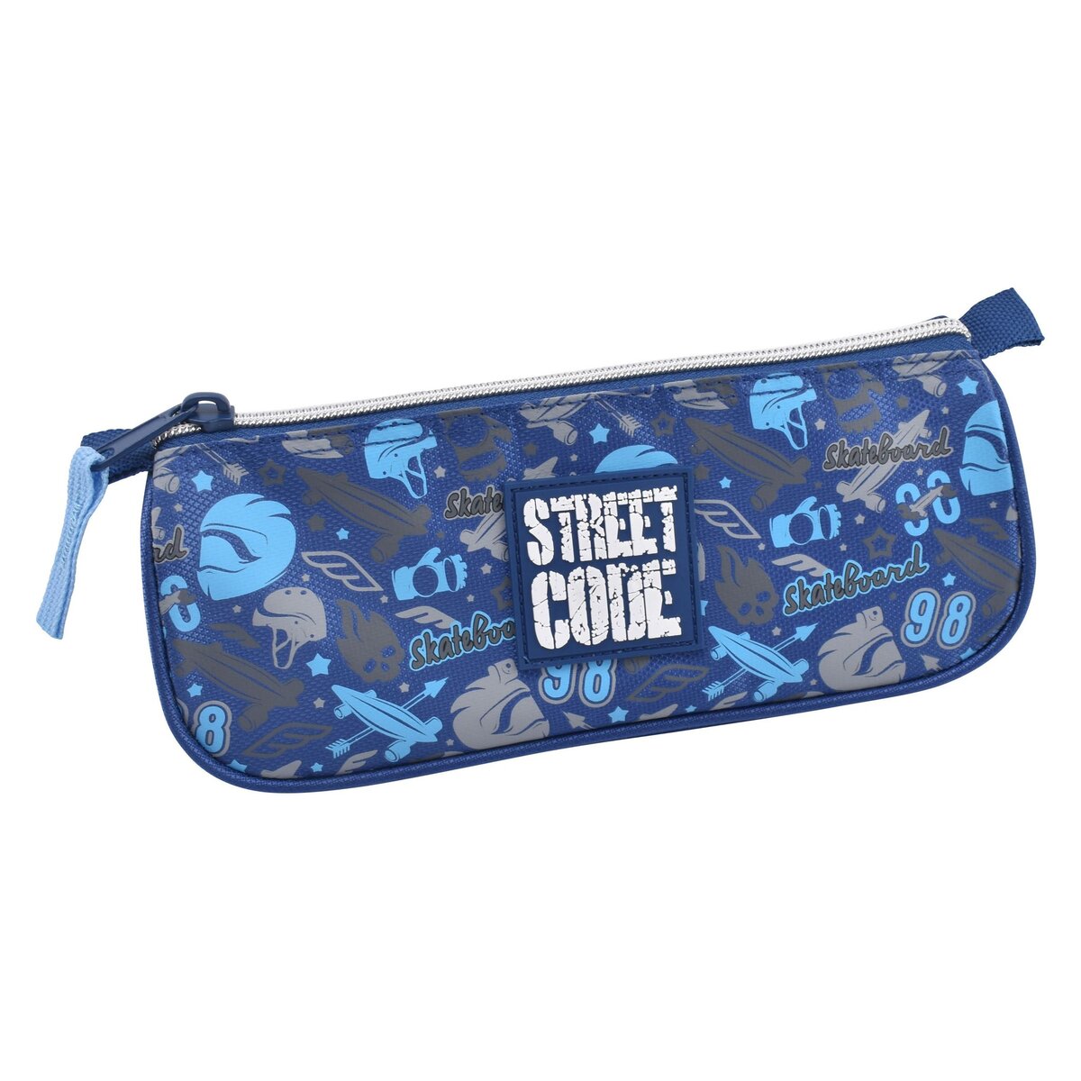 AUCHAN Trousse scolaire triangulaire polyester bleu SPORT STREET CODE
