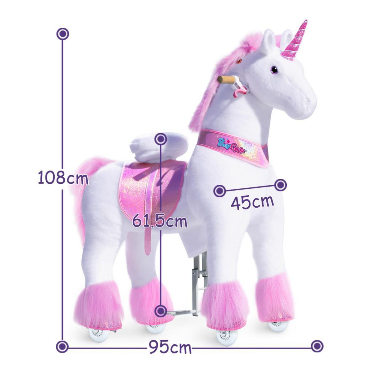 Ponycycle Licorne blanche siege rose Ux502