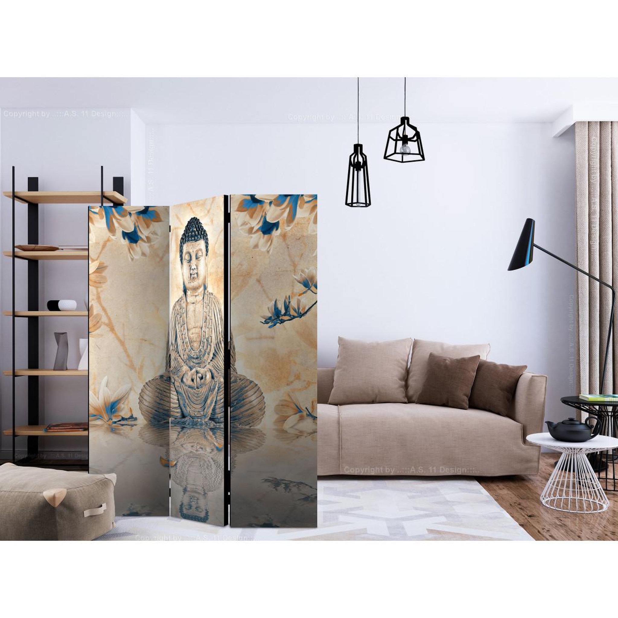 Voir la diapositive 2 : Paris Prix Paravent 3 volets  buddha of prosperity  135x172cm