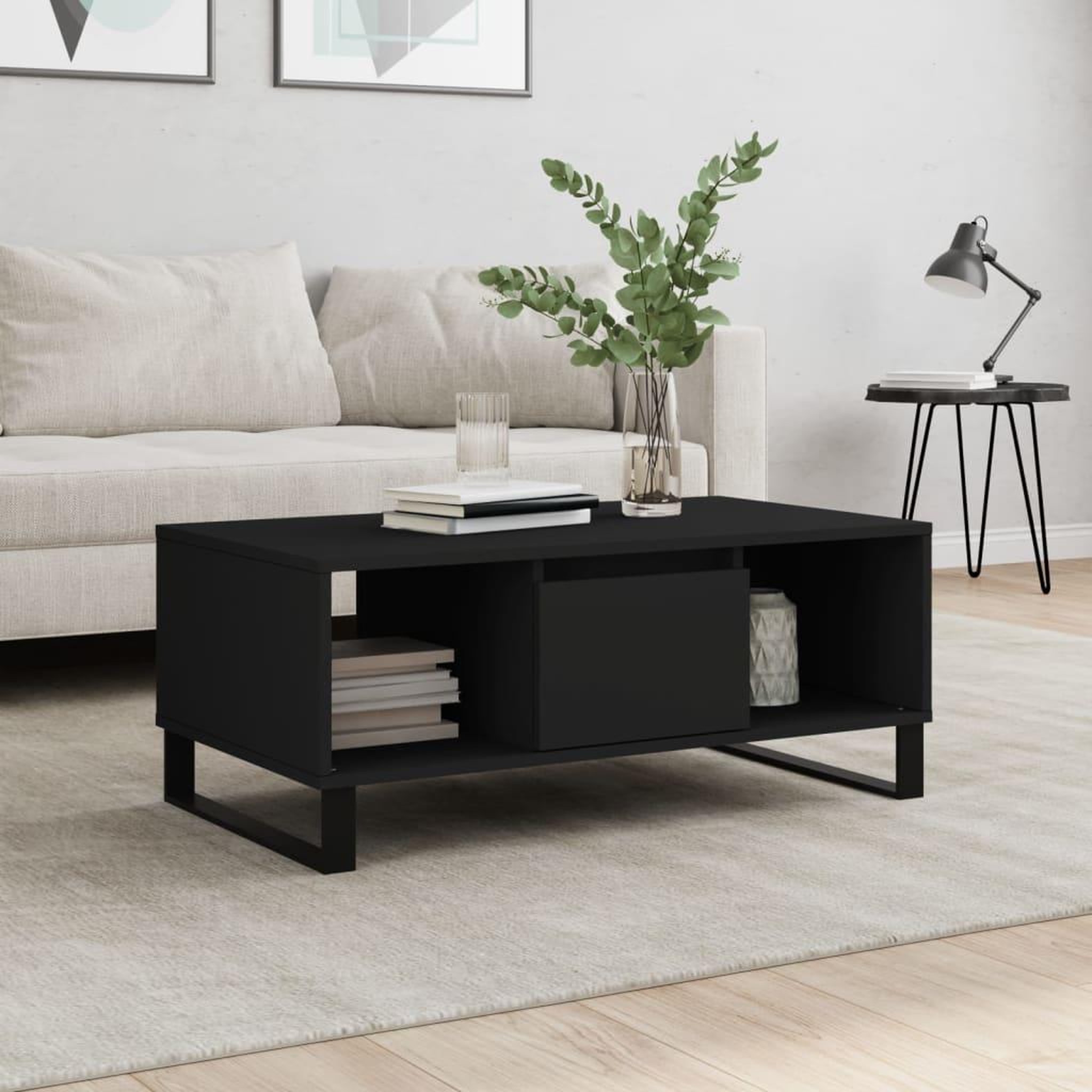 VIDAXL Table basse Noir 90x50x36,5 cm Bois d'ingenierie