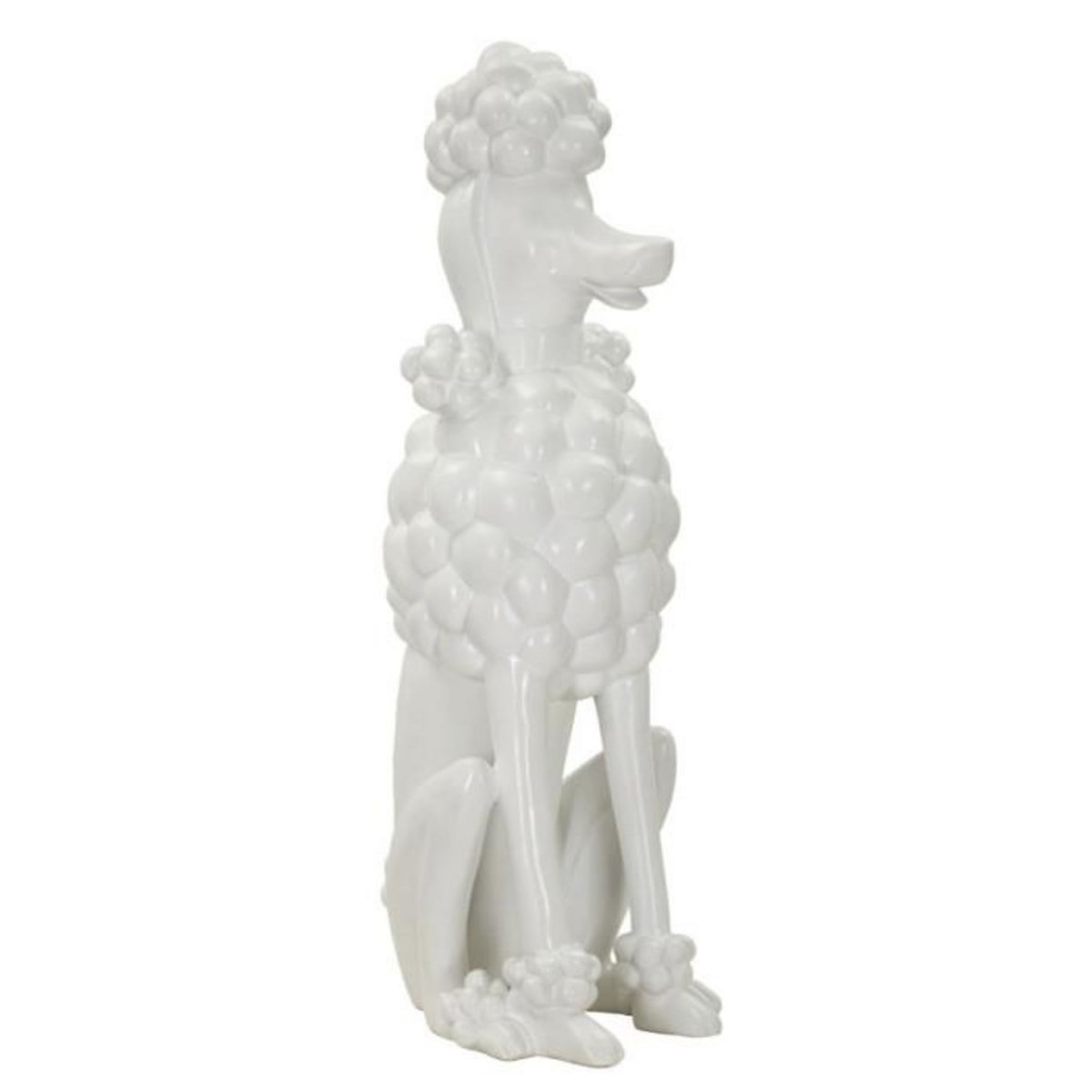 Paris Prix Statue Déco Chien  Caniche Assis  61cm Blanc