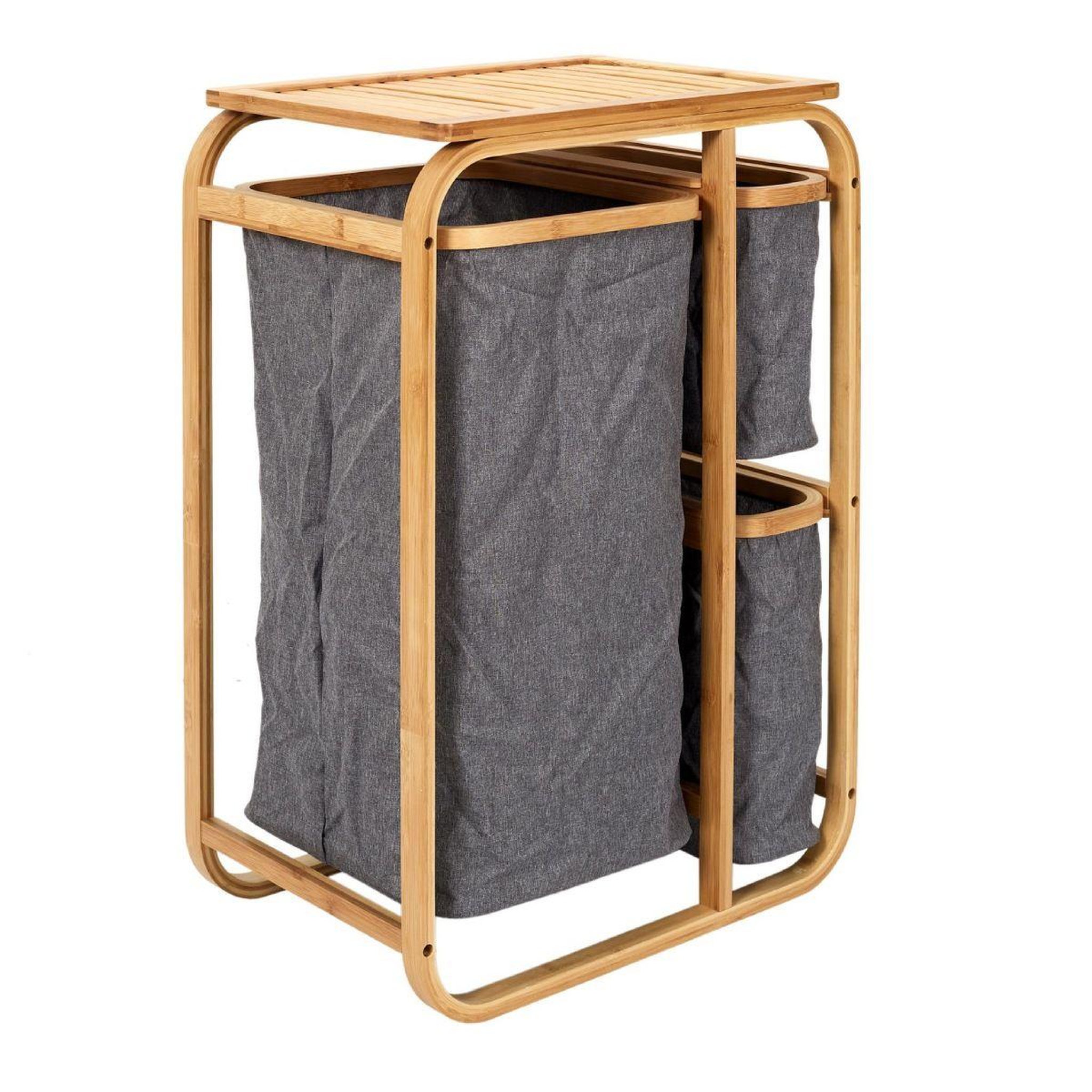 Voir la diapositive 4 : The Home Deco Factory Meuble à linge 3 paniers  bambou  69cm naturel