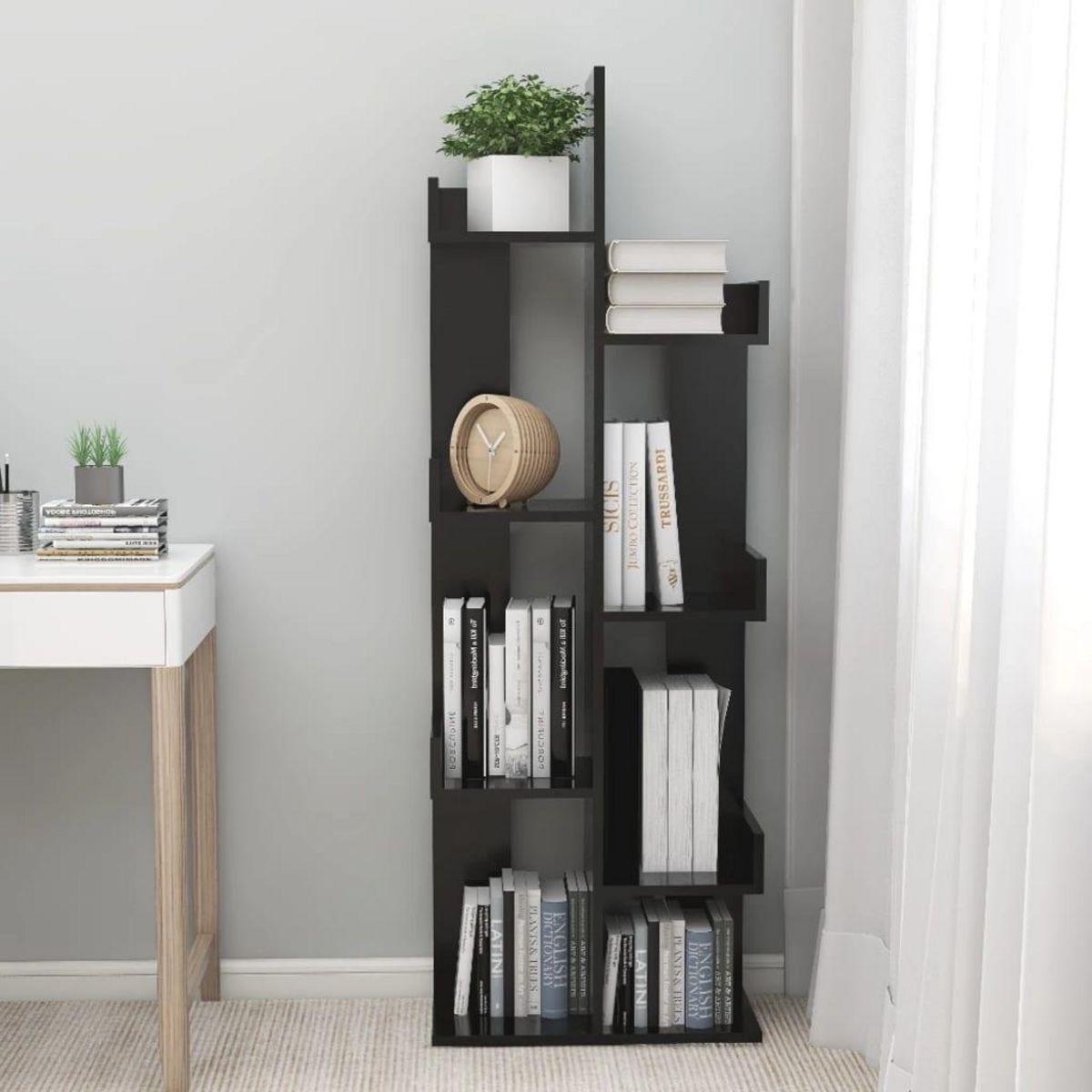 VIDAXL Bibliotheque Noir 48x25,5x140 cm Bois d'ingenierie