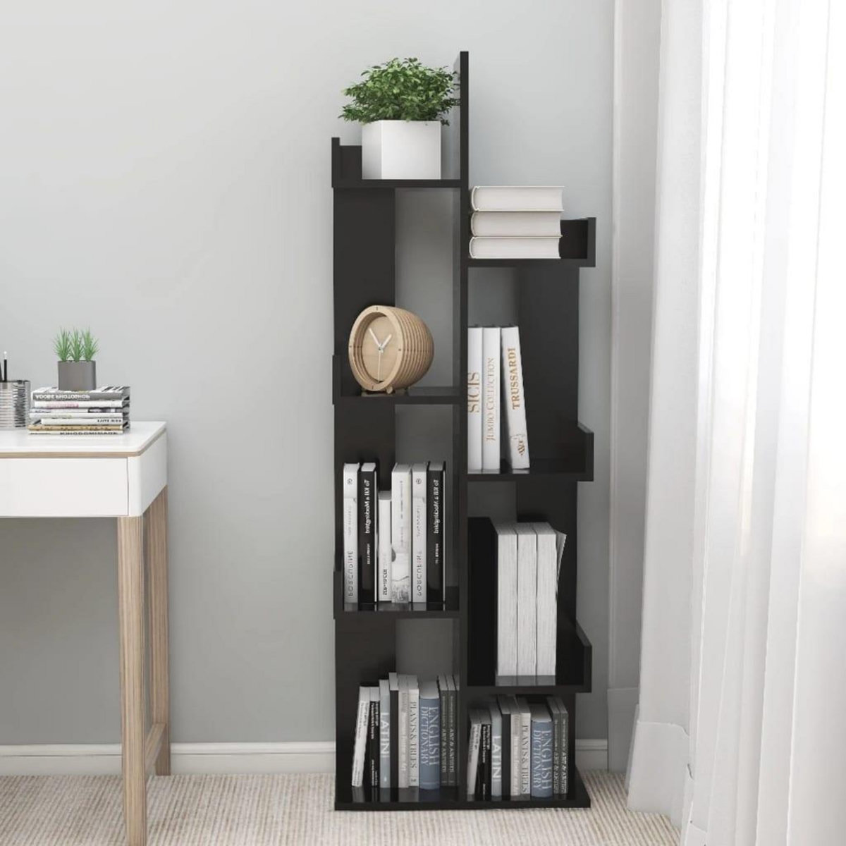VIDAXL Bibliotheque Noir 48x25,5x140 cm Bois d'ingenierie