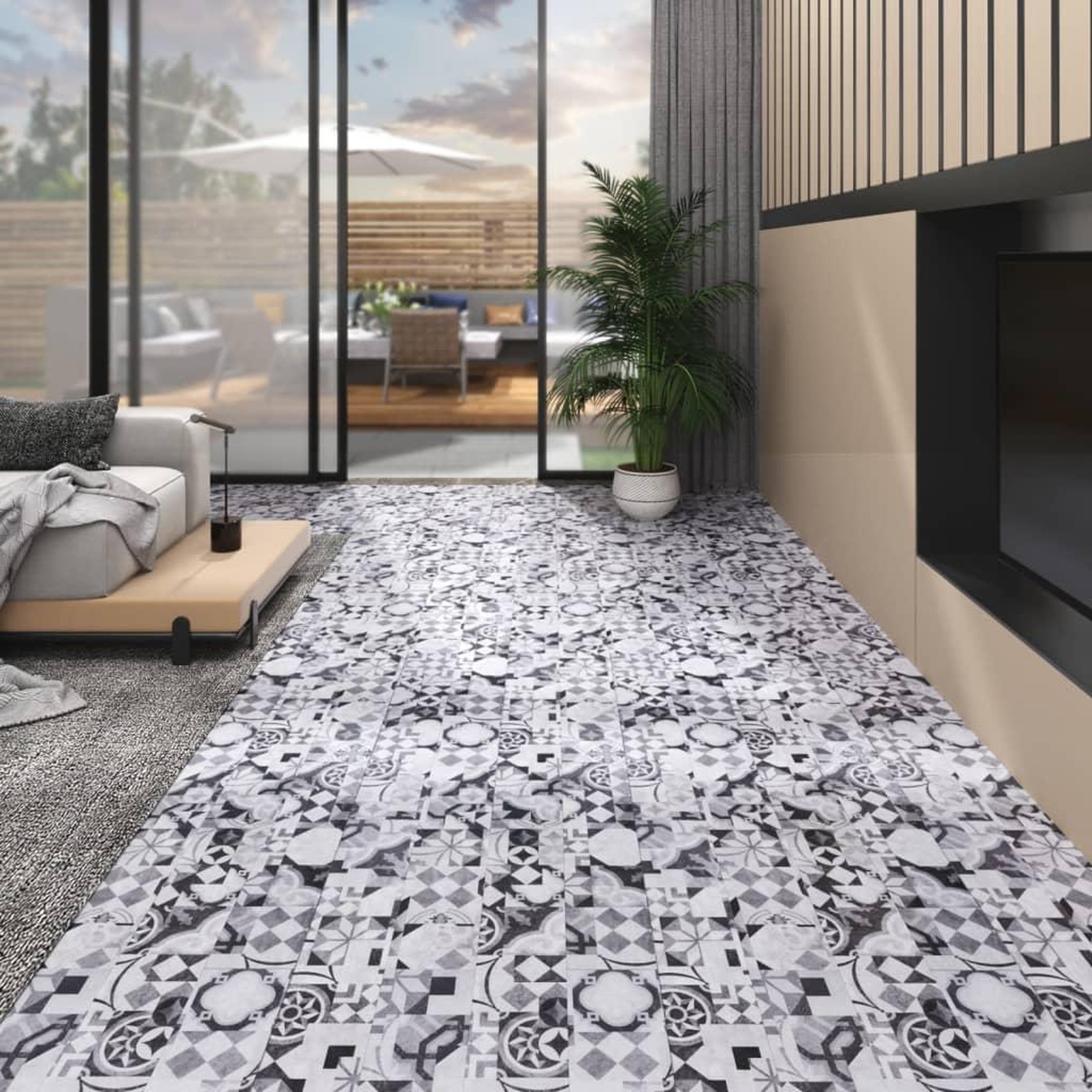 Voir la diapositive 1 : VIDAXL Planches de plancher PVC 4,46 m^2 3 mm Autoadhesif Motif de gris