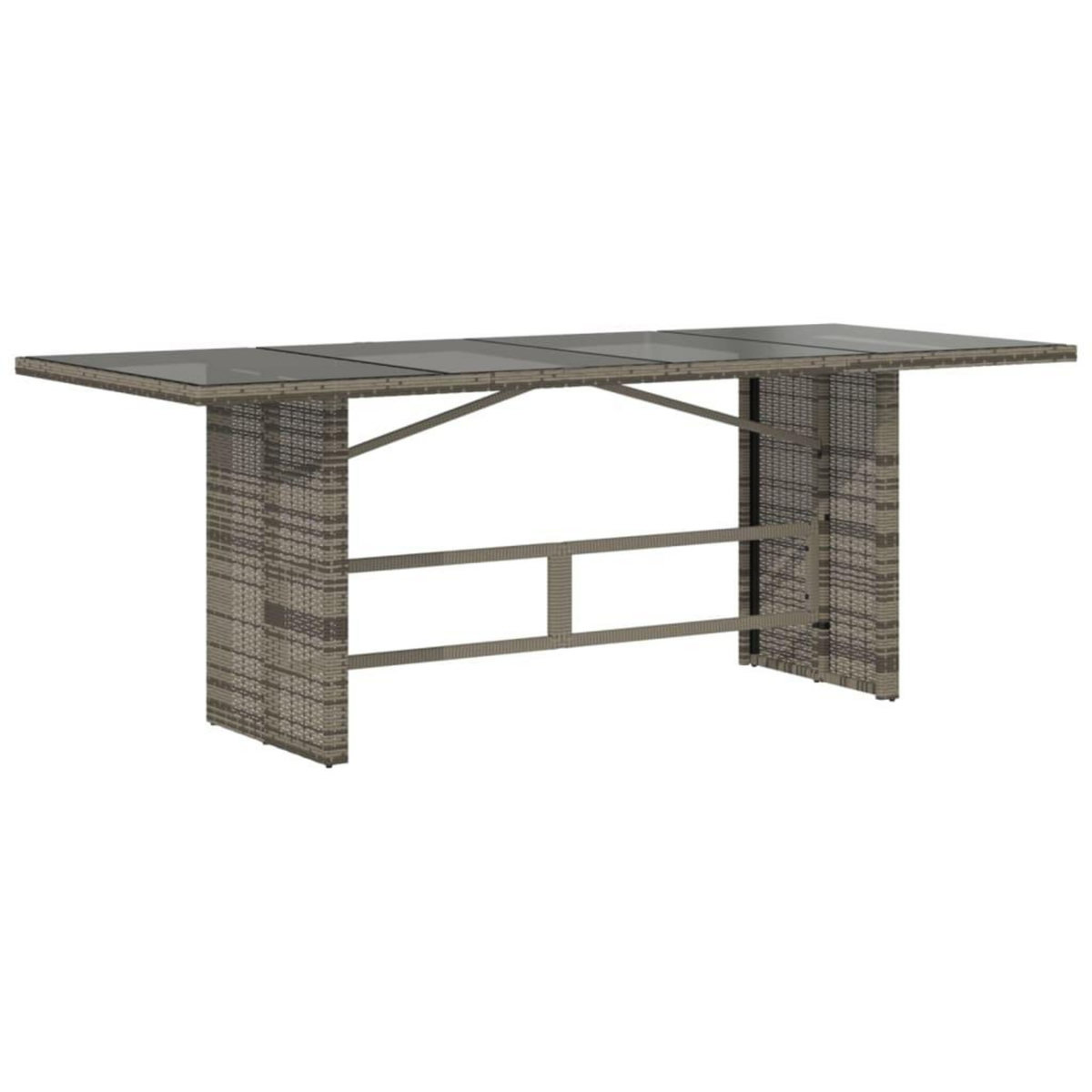 VIDAXL Table de jardin dessus en verre gris 190x80x74cm resine tressee