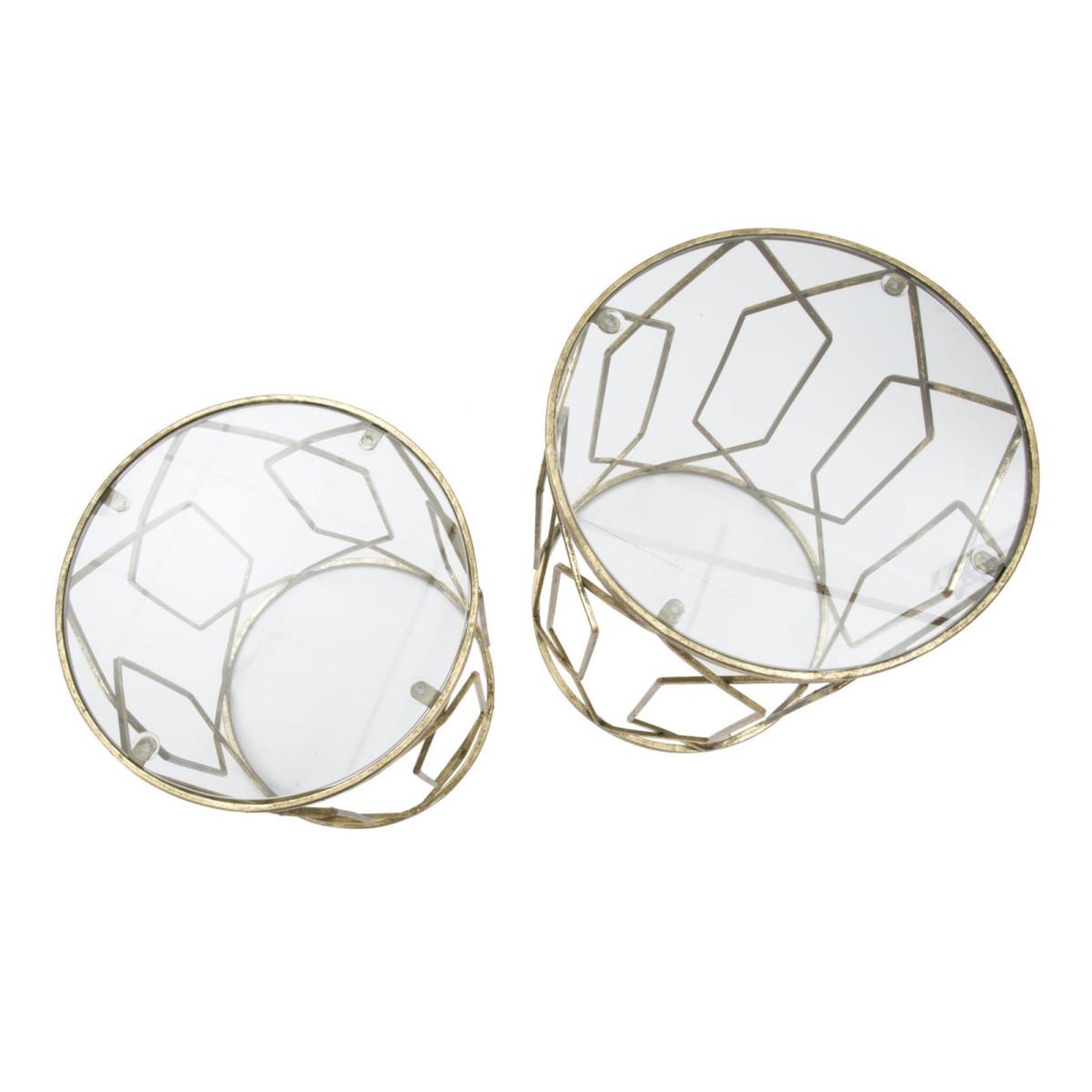 Voir la diapositive 3 : Paris Prix Lot de 2 tables d'appoint  tunis  53cm or