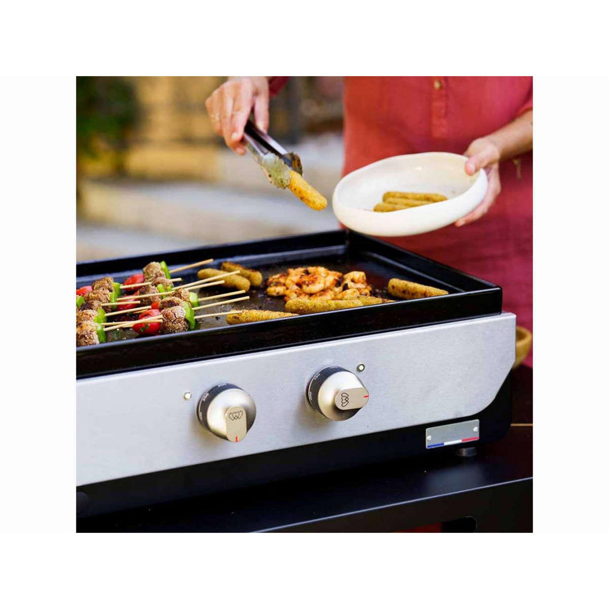 Le marquier Plancha gaz PLOG260DP noir 2  brûleurs à poser, 60x40 cm