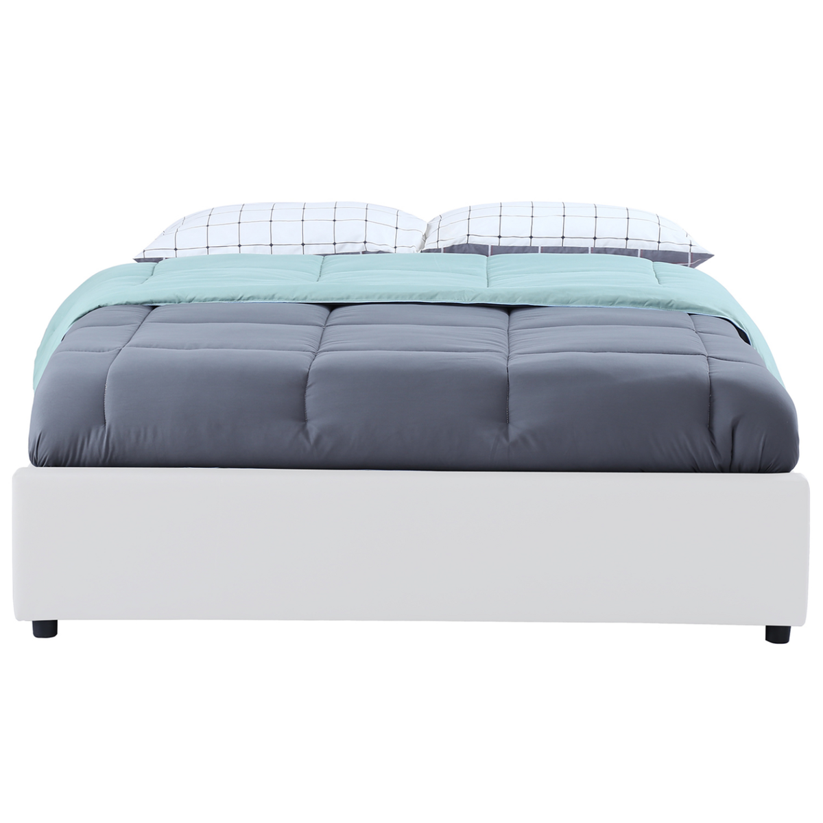 ID MARKET Lit coffre double MIAMI avec sommier 160 x 200 cm PVC blanc