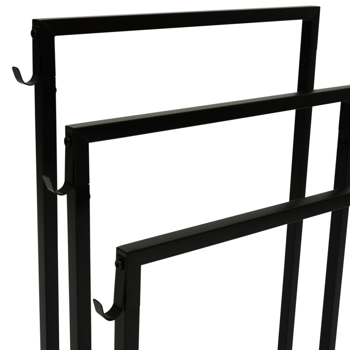 ID MARKET Porte-serviettes sur pied 3 niveaux DALLAS métal noir design industriel