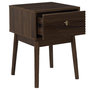 Voir la diapositive 3 : The Home Deco Factory Table de chevet marron 1 tiroir avec poignée dorée