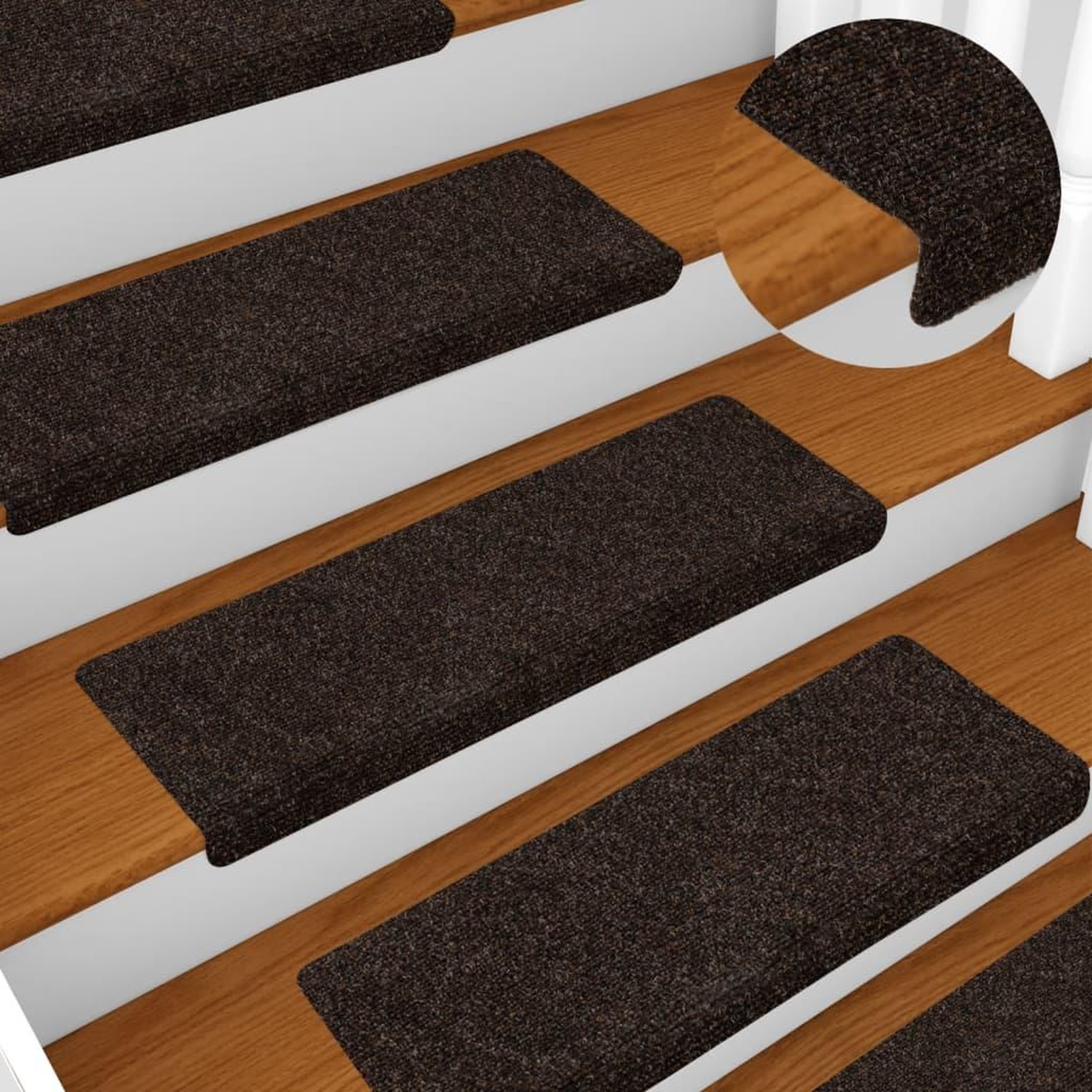 VIDAXL Tapis d'escalier 15 pcs Tissu aiguillete 65x21x4 cm Marron