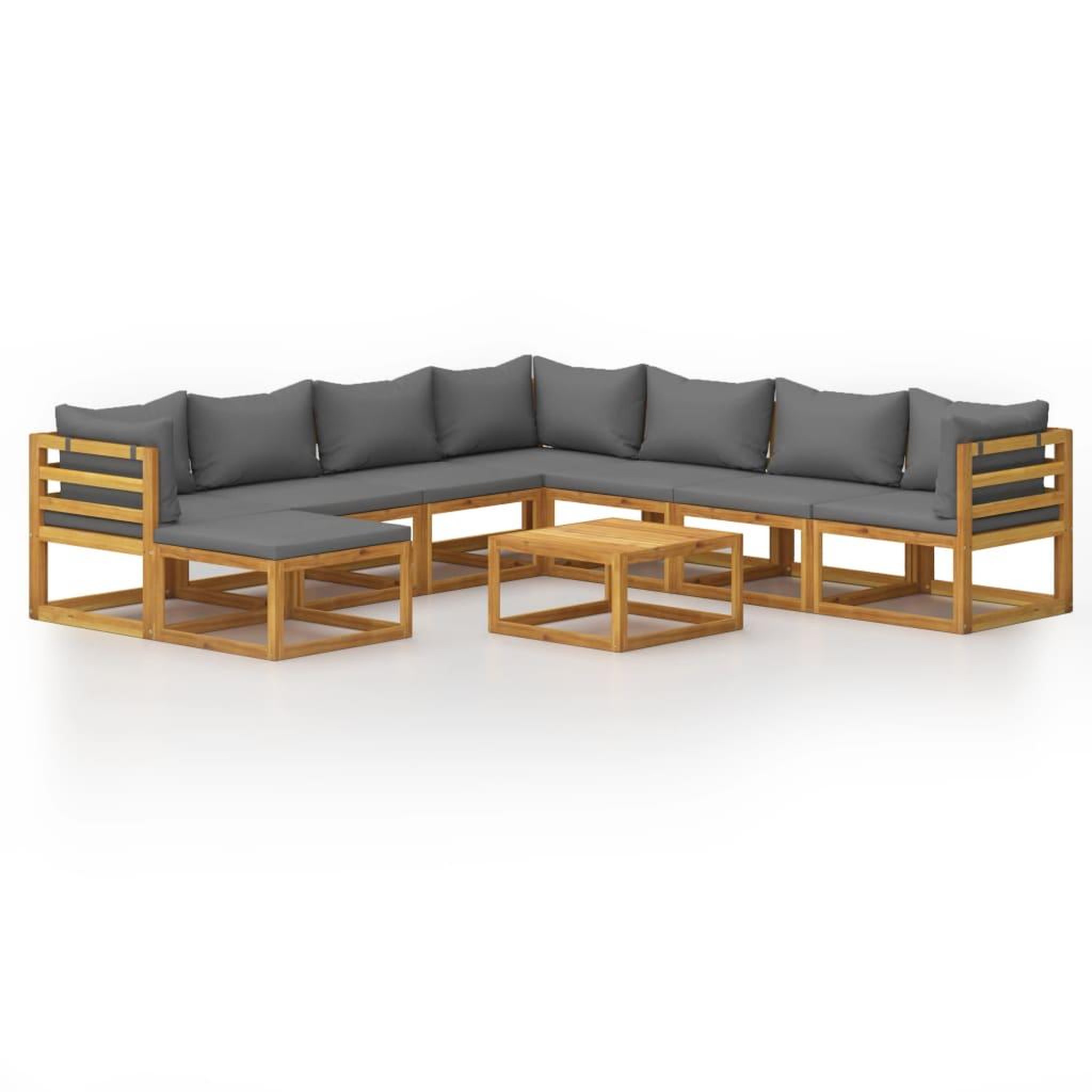 Voir la diapositive 2 : VIDAXL Salon de jardin 9 pcs avec coussin Bois d'acacia solide