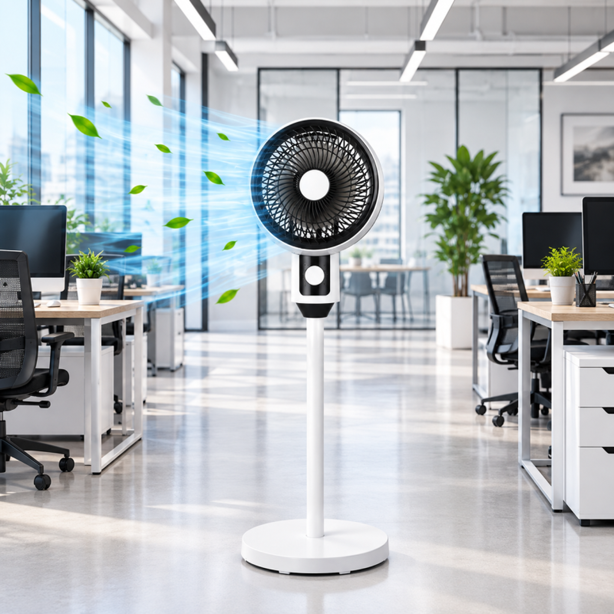 Voir la diapositive 3 : Ventilateur - 3 vitesses - 3 modes - oscillation automatique - inclinaison réglable