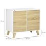 Voir la diapositive 3 : HOMCOM Buffet rangement design scandinave 2 portes avec étagère MDF panneaux blanc aspect chêne clair