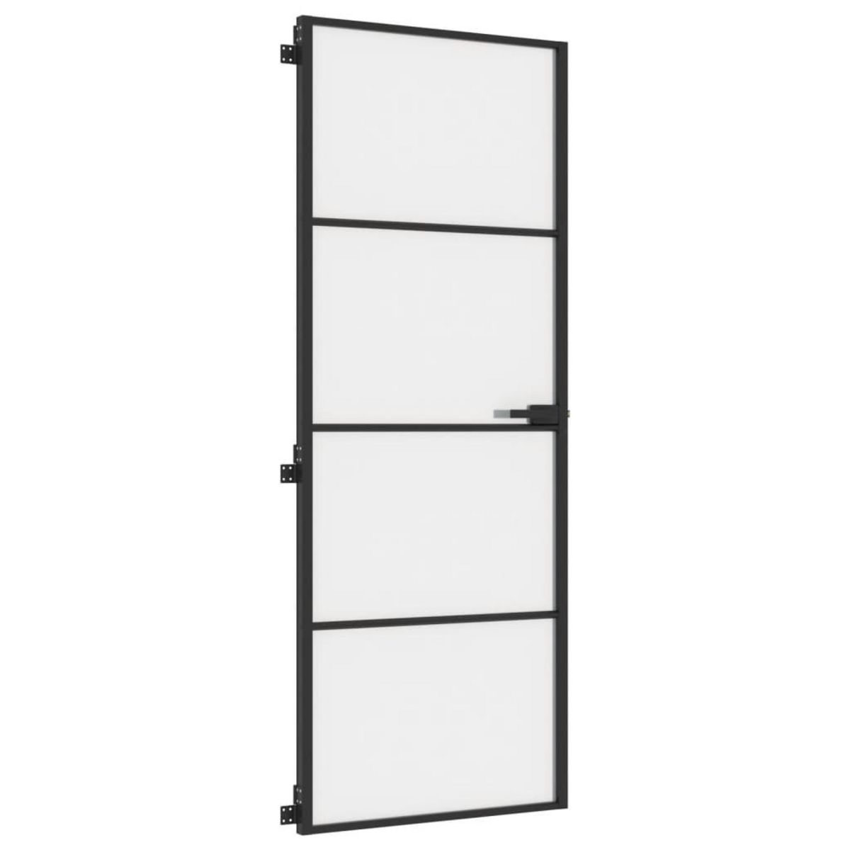 VIDAXL Porte interieure mince noir 76x201,5 cm verre trempe aluminium