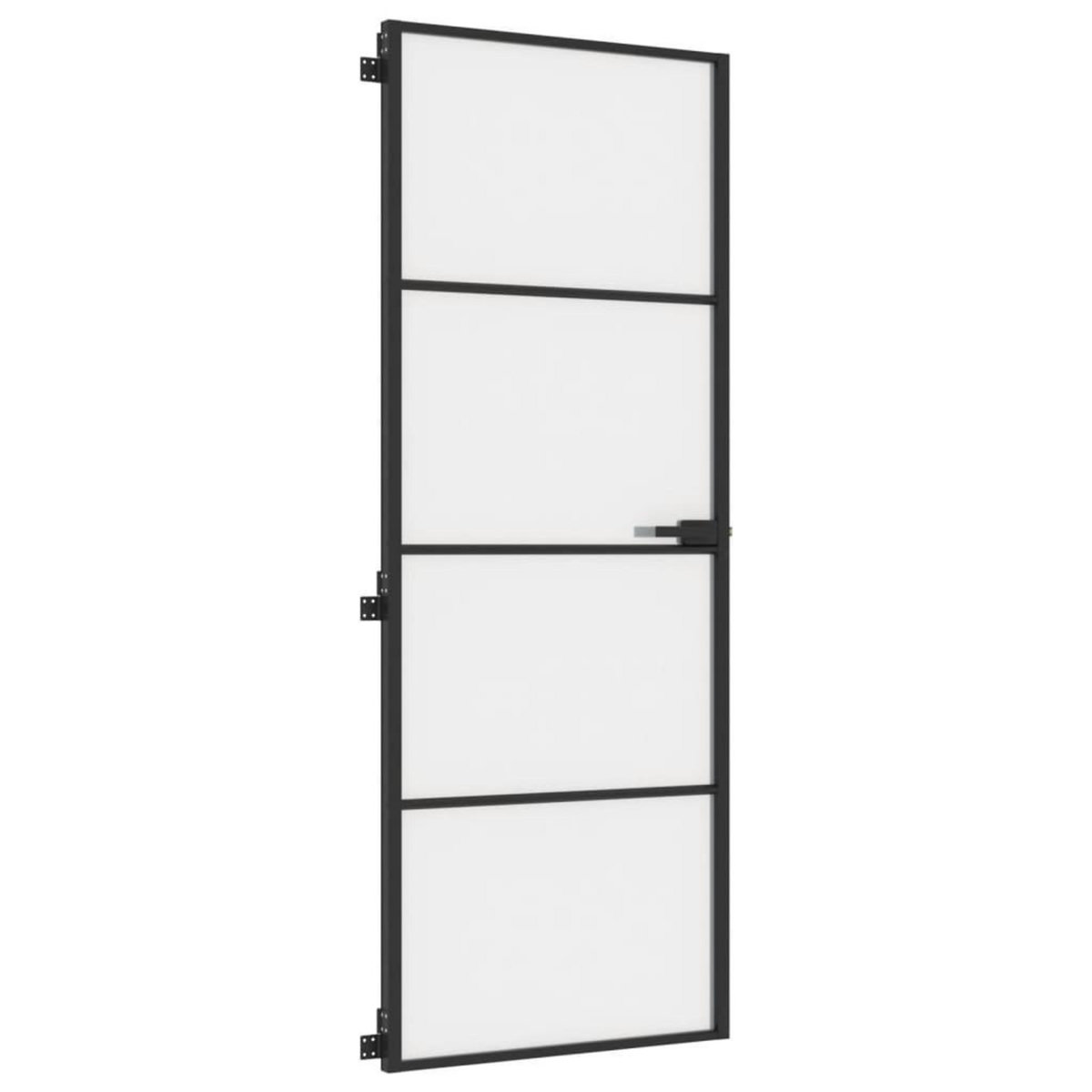 VIDAXL Porte interieure mince noir 76x201,5 cm verre trempe aluminium