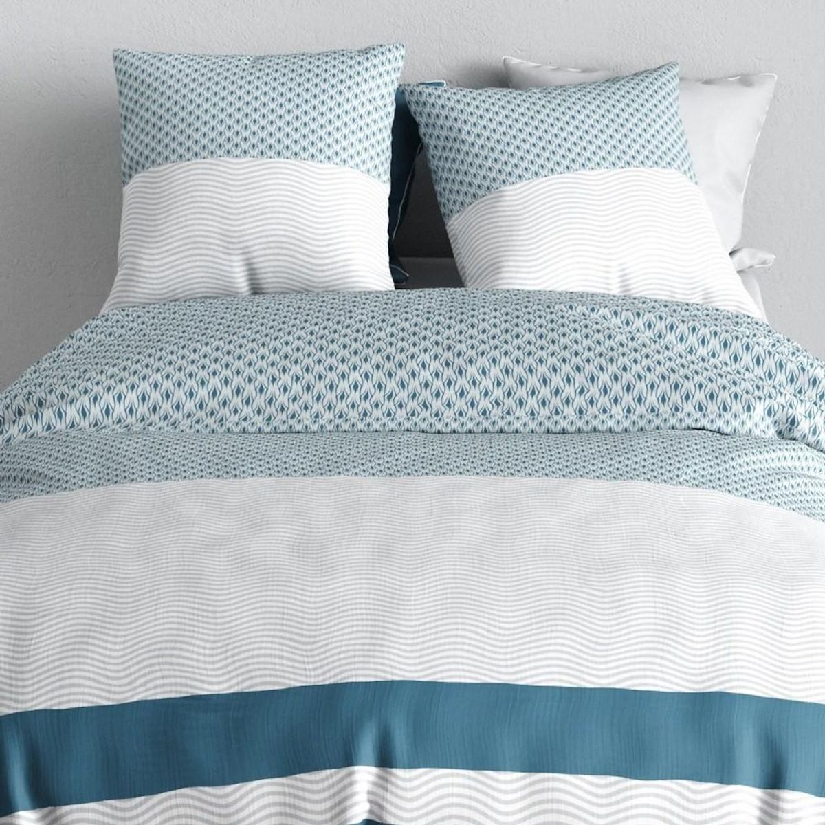 ATELIER DU COTON Housse de couette 260x240 + 2 taies en coton 57 fils