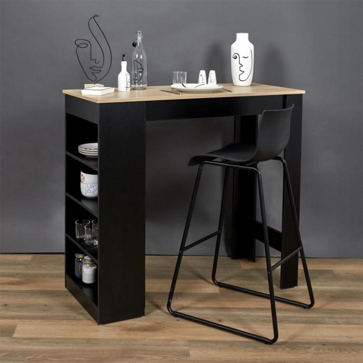 Paris Prix Table de Bar Design 4 Niveaux  Cheers  115cm Noir