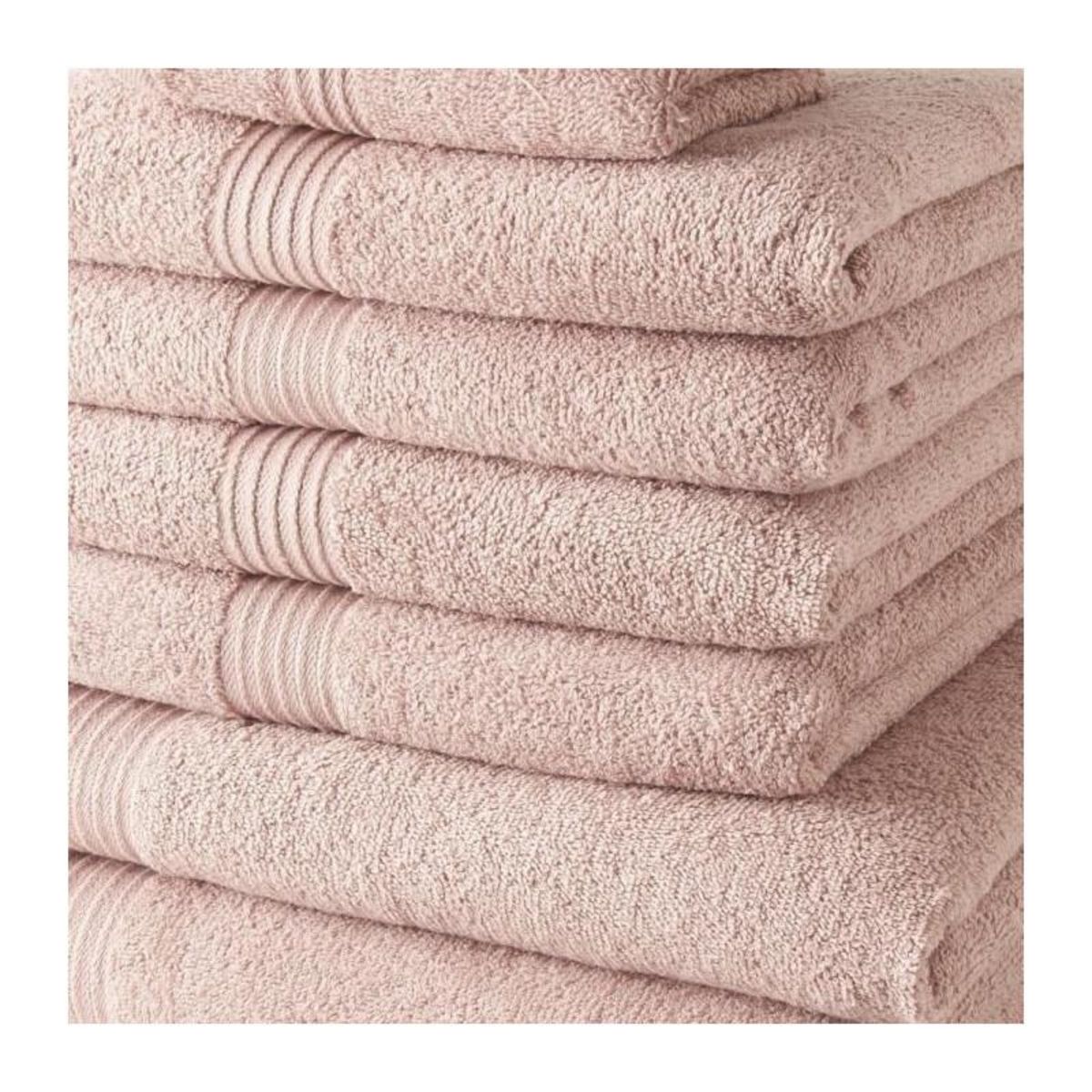 Today Lot de 4 Serviettes de bain TODAY 30x50 + 4 Serviettes de bain50x90 + 2 Draps de bain 70x130 cm 100% Coton - Rose des sables