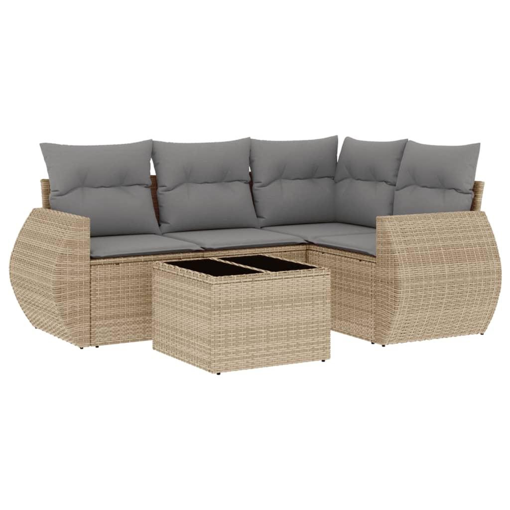 Voir la diapositive 2 : VIDAXL Salon de jardin avec coussins 5 pcs beige resine tressee