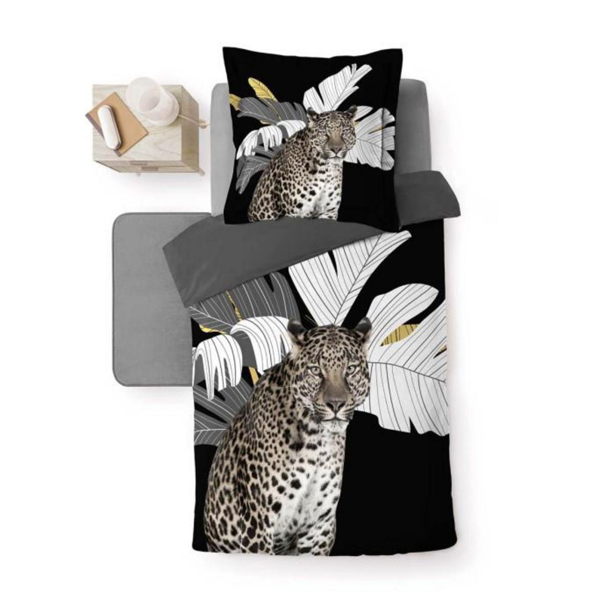 Paris Prix Parure de Lit 2 Pièces  Rexa  140x200cm Noir