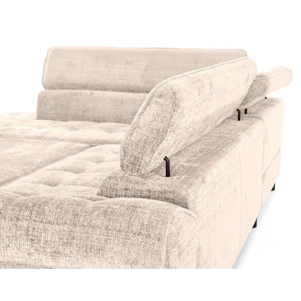 LISA DESIGN Marlo - canapé d'angle gauche 5 places convertible avec coffre et têtières en velours texturé