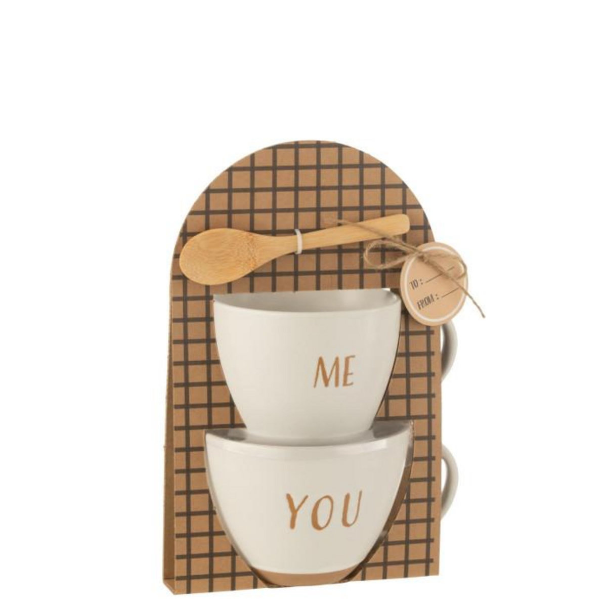 Paris Prix Lot de 2 Tasses Avec Cuillère  Me You  24cm Blanc
