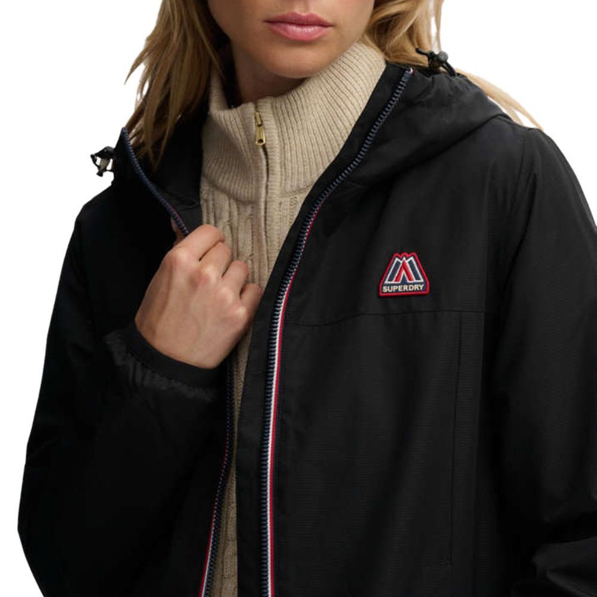 Voir la diapositive 2 : SUPERDRY Veste de Pluie Noire Femme Superdry Essential Tri Windbreaker