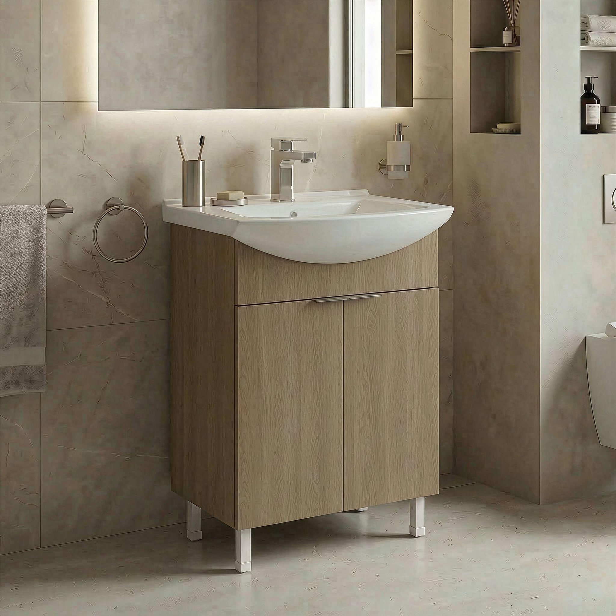 Voir la diapositive 2 : Habitat et Jardin Meuble Vasque  Purus 55  - 55 x 50 x 83 cm - Sonomo Oak