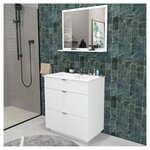 Meuble de salle de bain sous vasque 3 tiroirs + vasque L80cm FARO. Coloris disponibles : Blanc, Bois