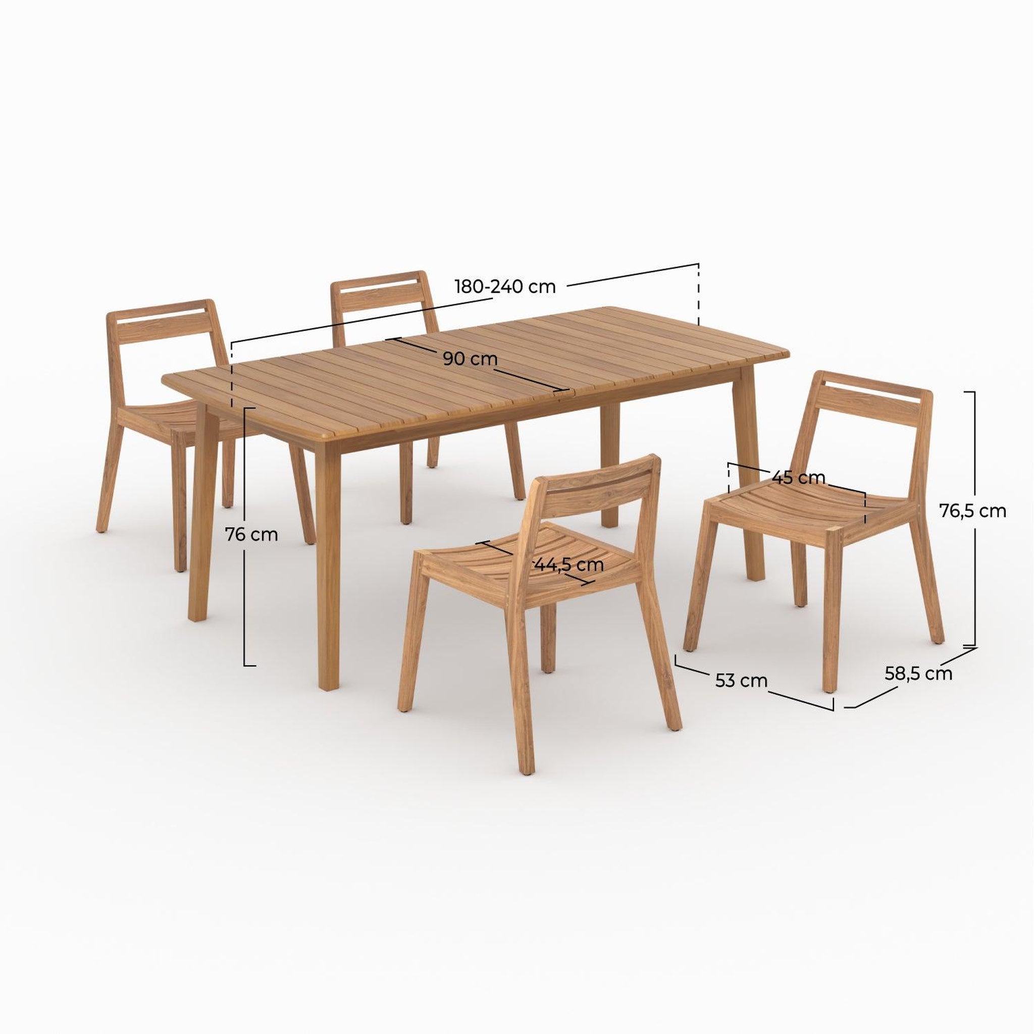 Voir la diapositive 4 : MAISON PAVANE Table extensible et chaises de jardin en bois 4 personnes-alona