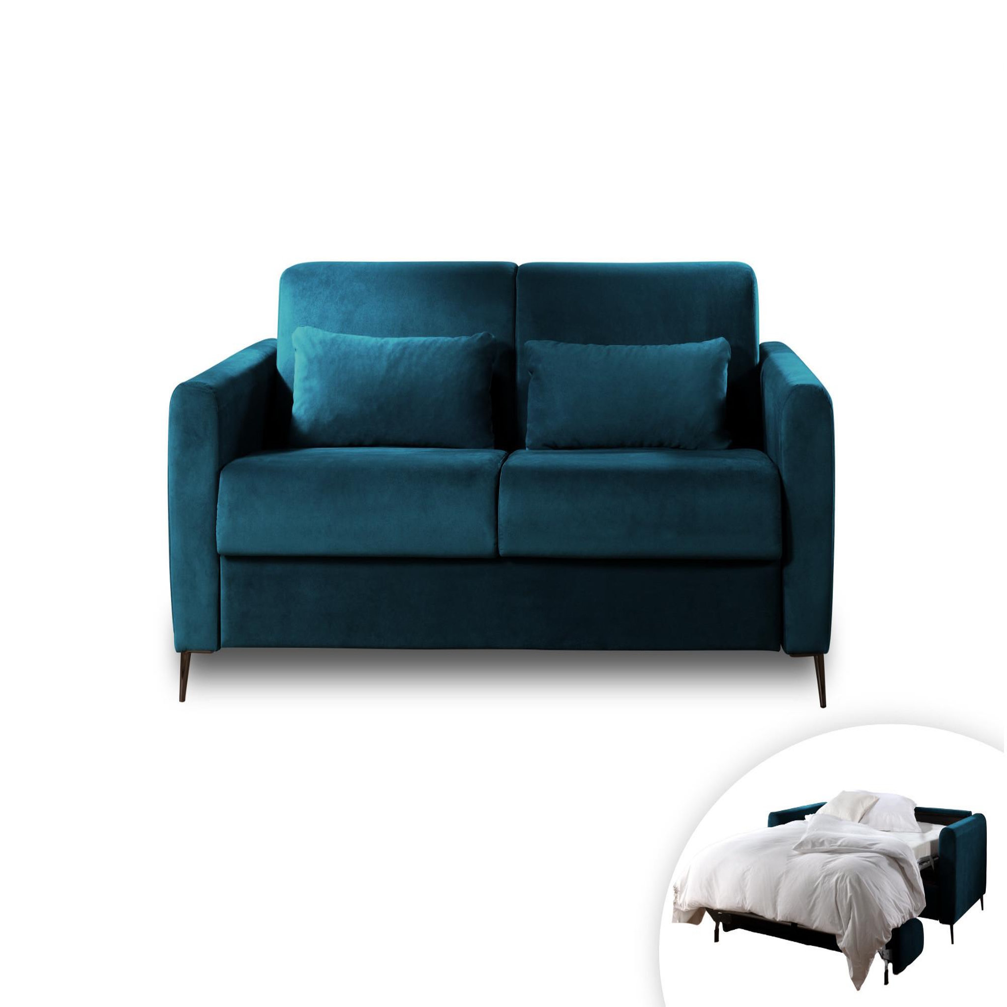 Voir la diapositive 6 : LISA DESIGN Owen - canapé 3 places convertible express couchage quotidien 140 cm matelas 12 cm en velours