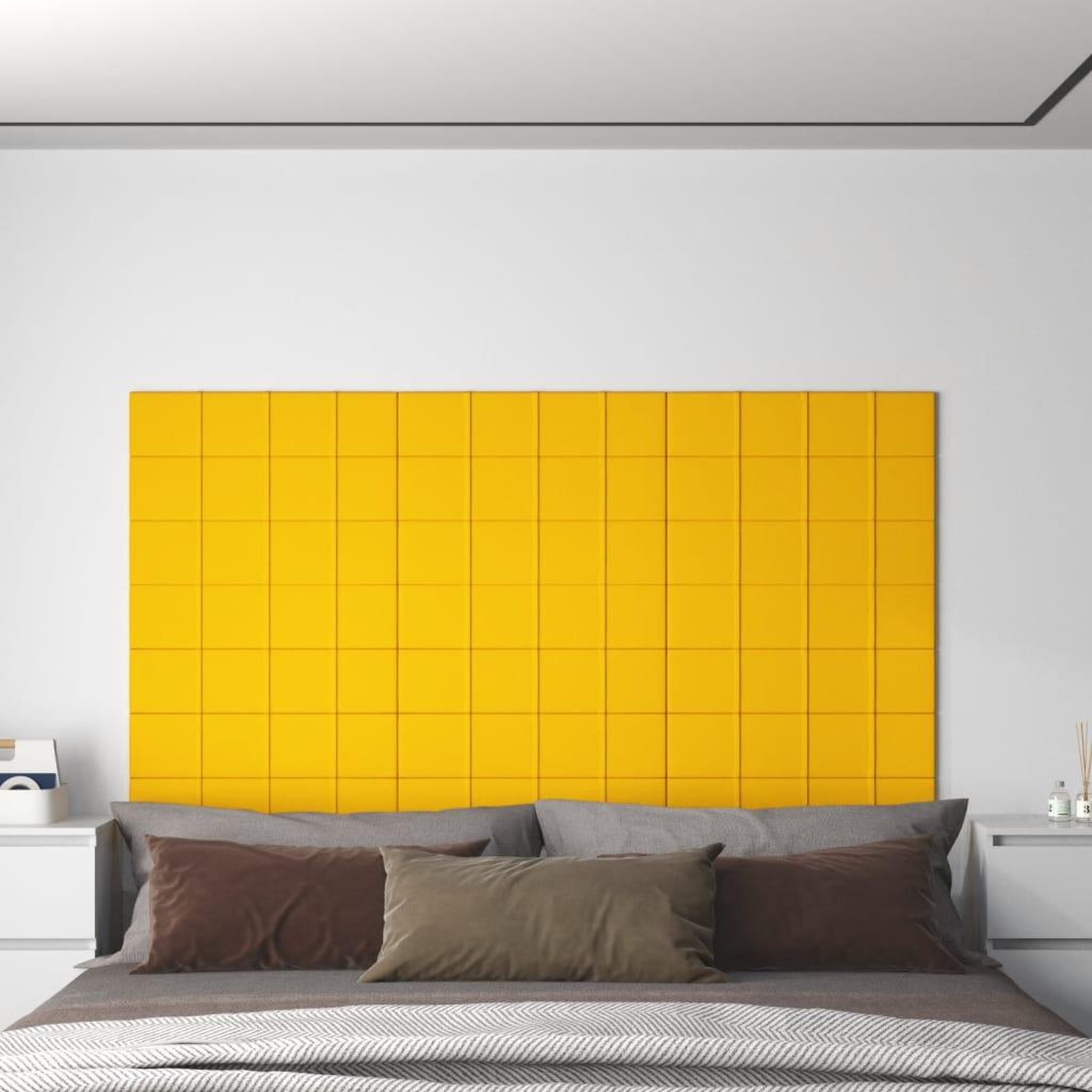 Voir la diapositive 1 : VIDAXL Panneaux muraux 12 pcs Jaune 60x15 cm Velours 1,08 m^2