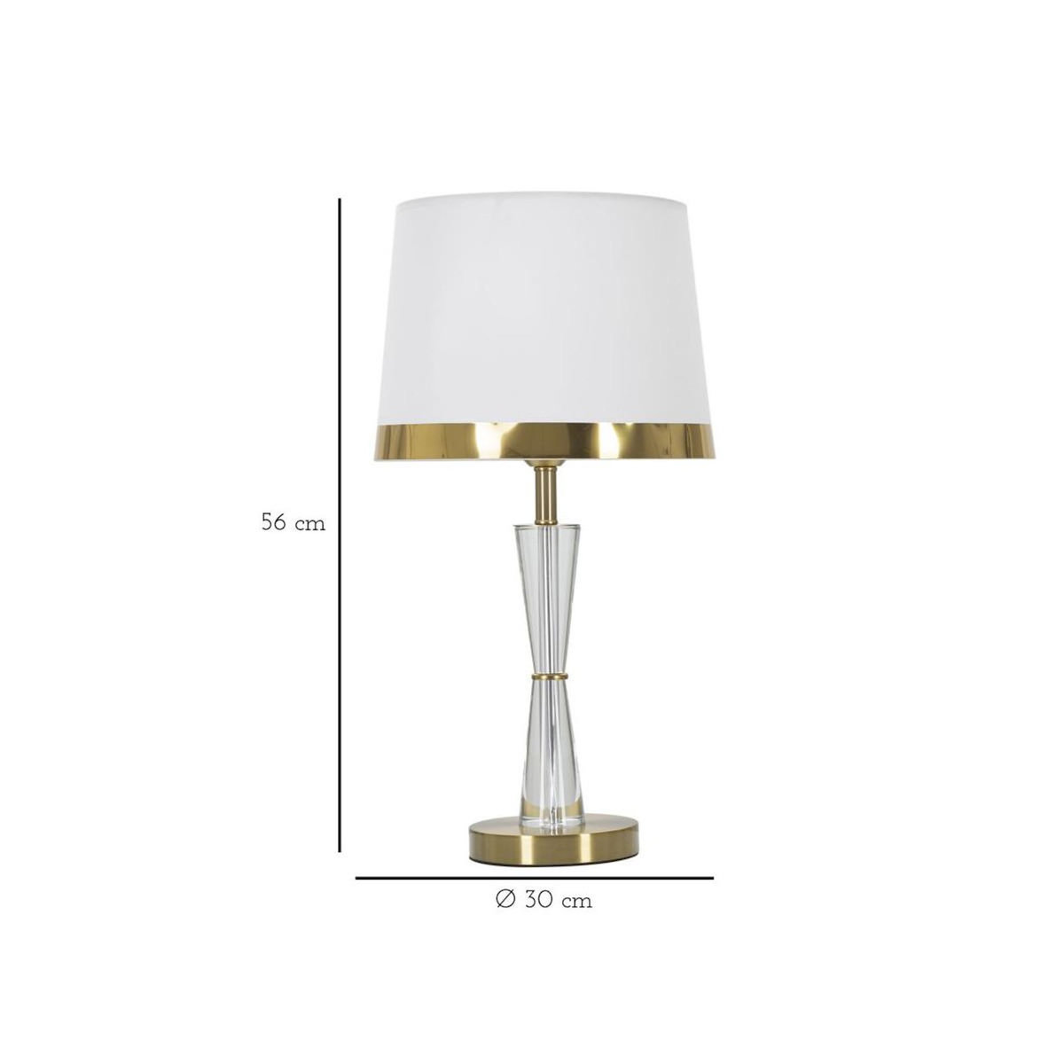 Paris Prix Lampe à Poser en Verre  Cristal  56cm Blanc & Or