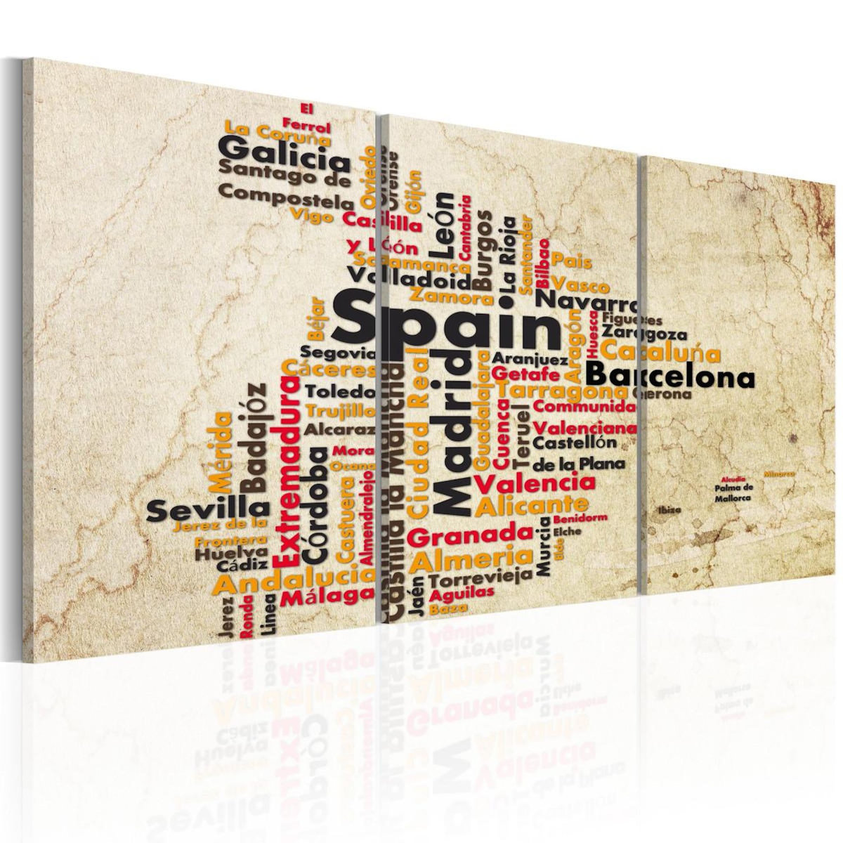 Paris Prix Tableau  Espagne : Carte en Couleurs Nationales