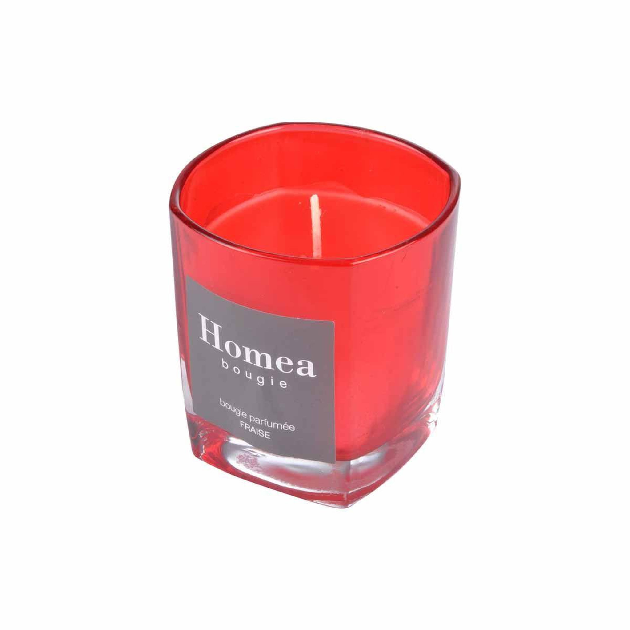 Voir la diapositive 2 : HOMEA Bougie parfumée verre  essentiel  7cm fraise