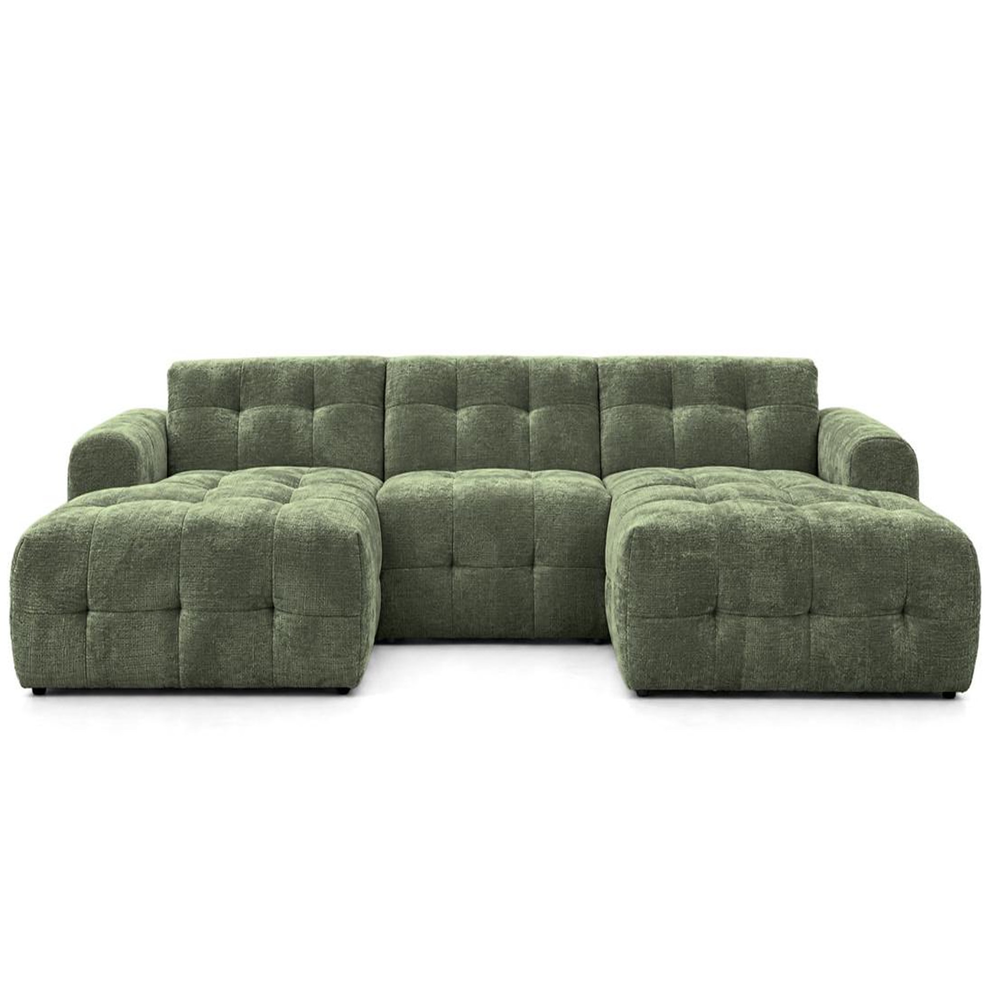 Voir la diapositive 1 : BEST MOBILIER Diane - canapé panoramique en u 6 places en velours texturé