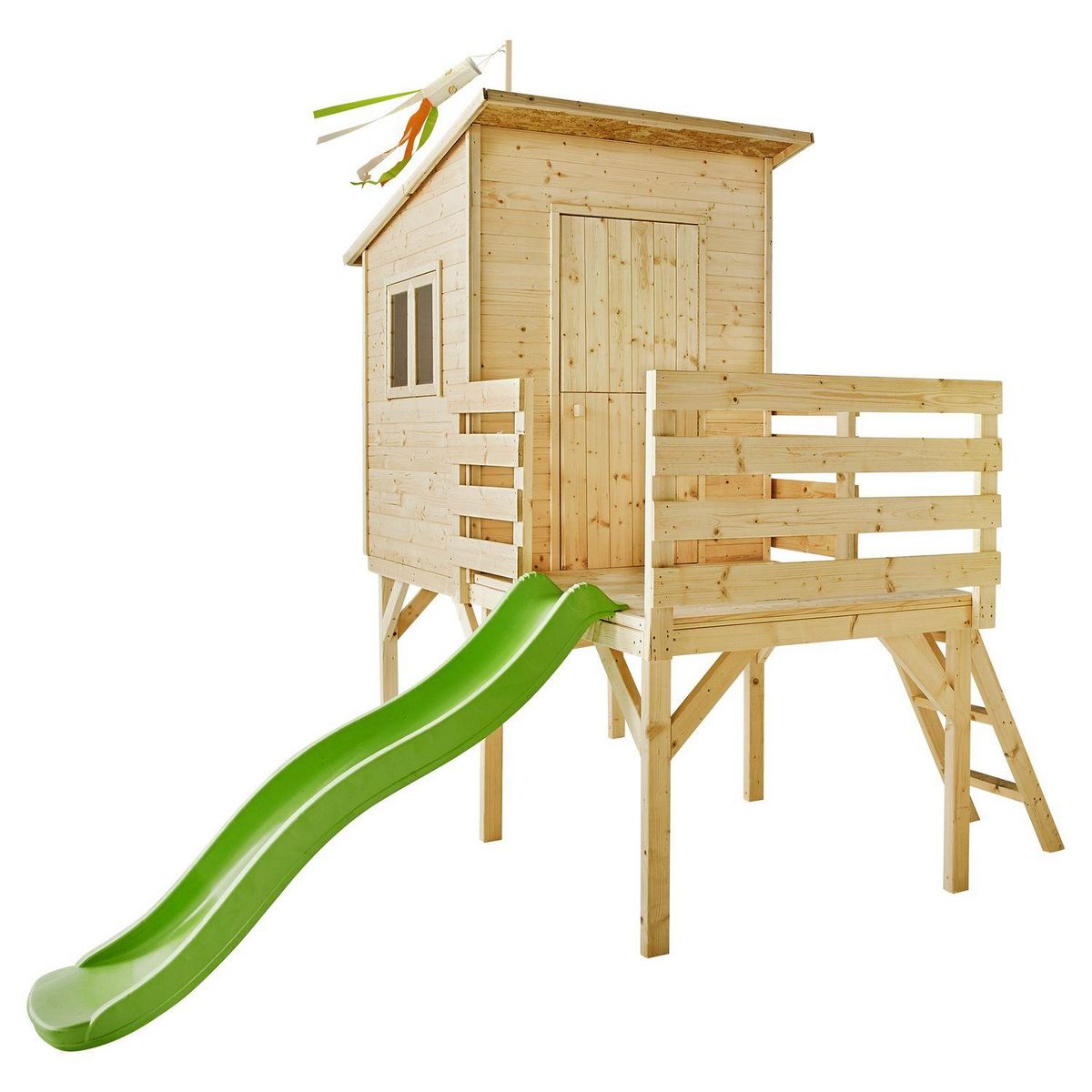 Soulet Cabane de jardin pour enfant avec toboggan - Bois - H2.46m - PORTLAND