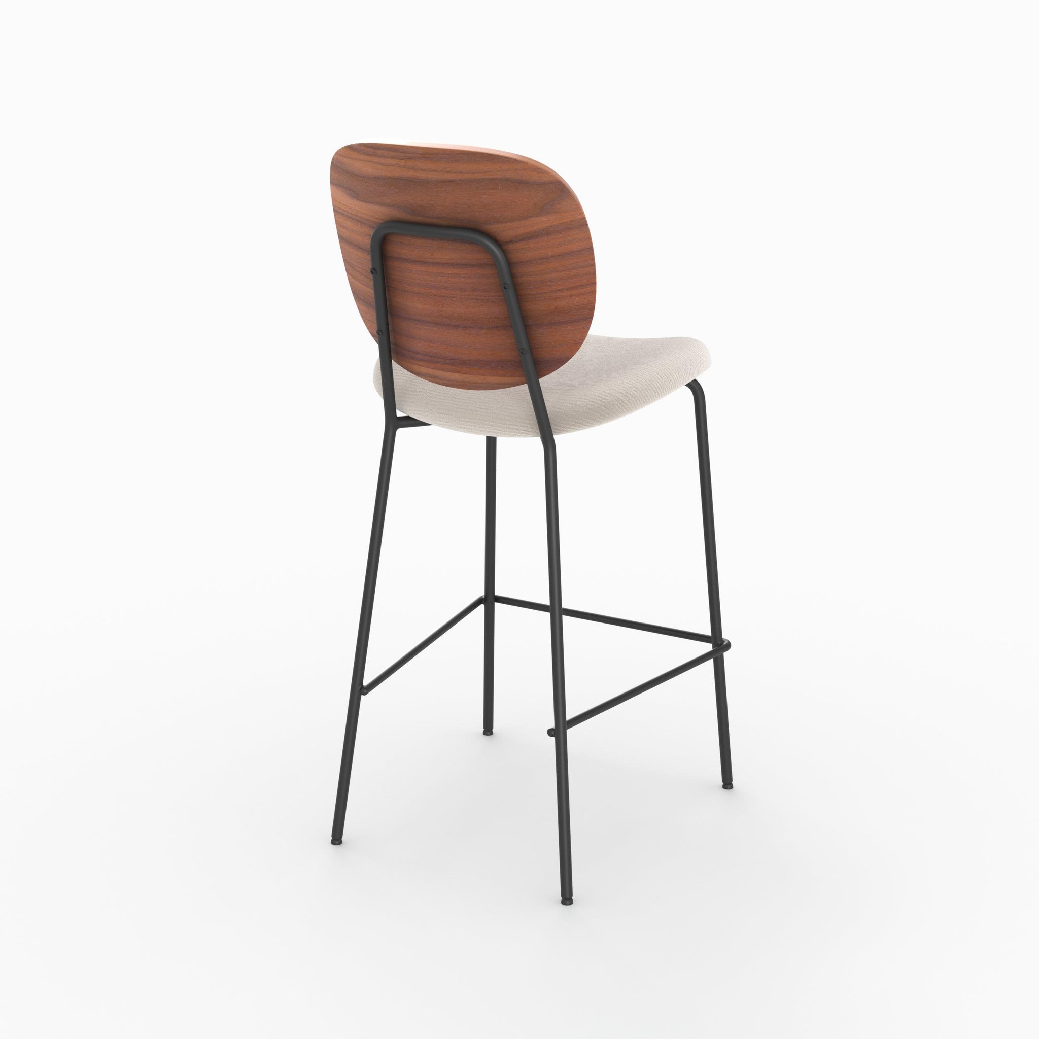 Voir la diapositive 6 : MAISON PAVANE Lot de 2 chaises pour îlot central 65,5 cm en tissu beige-simone