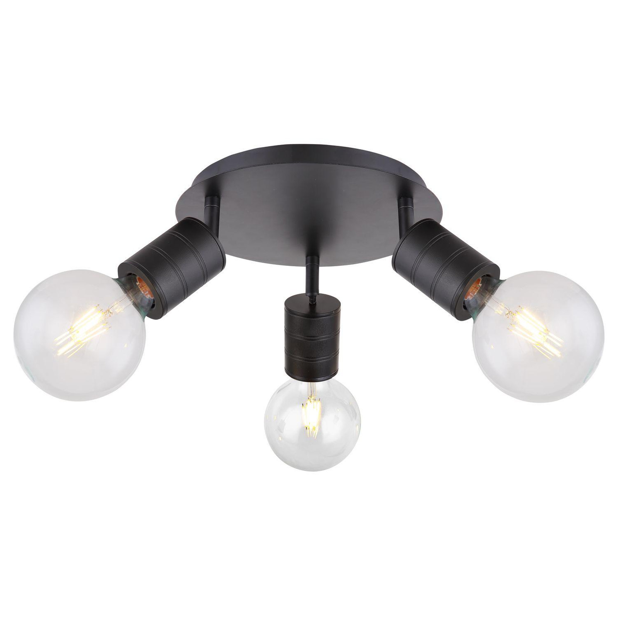GLOBO Spot plafonnier design métal hermine - 3 ampoules - noir