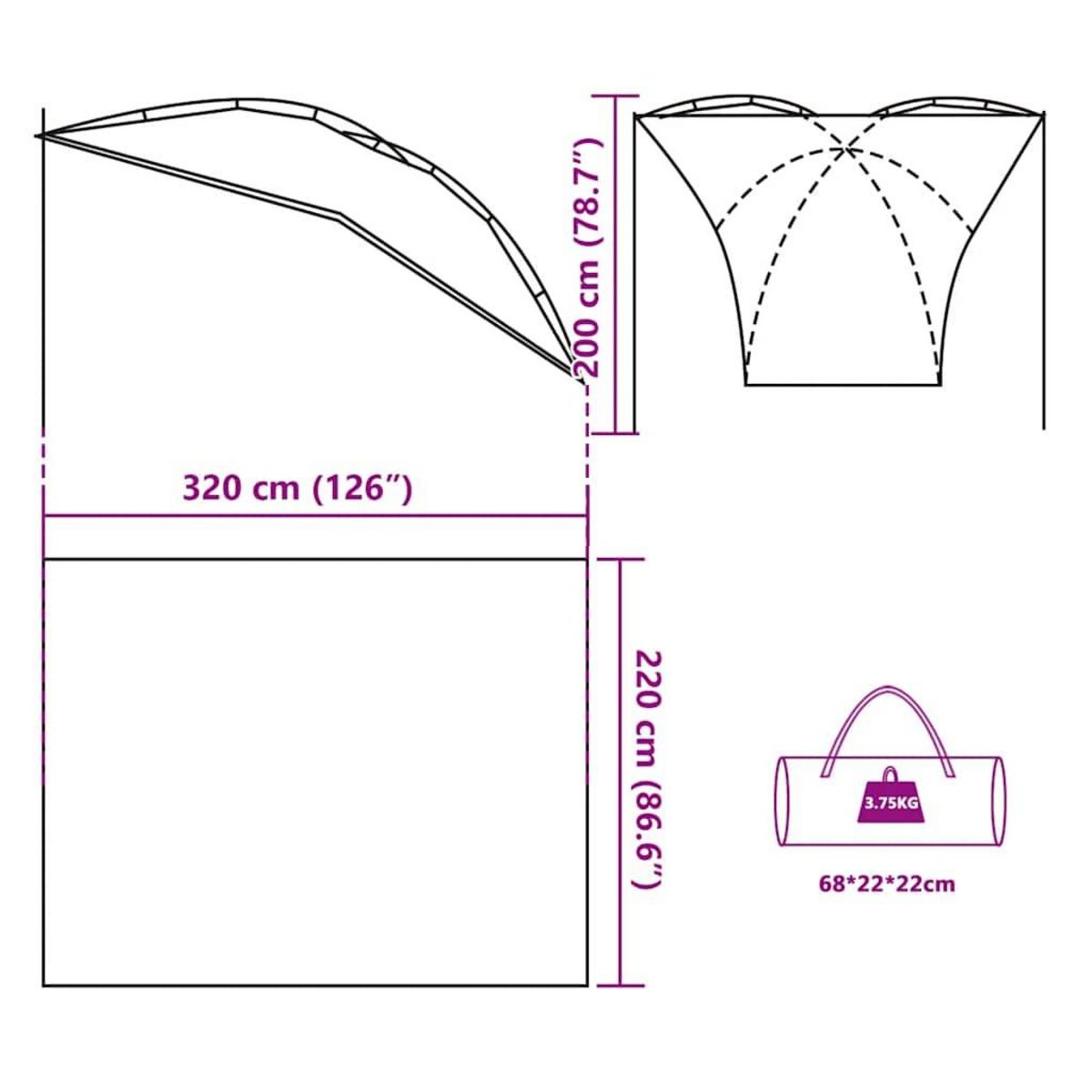 VIDAXL Tente de voiture vert impermeable
