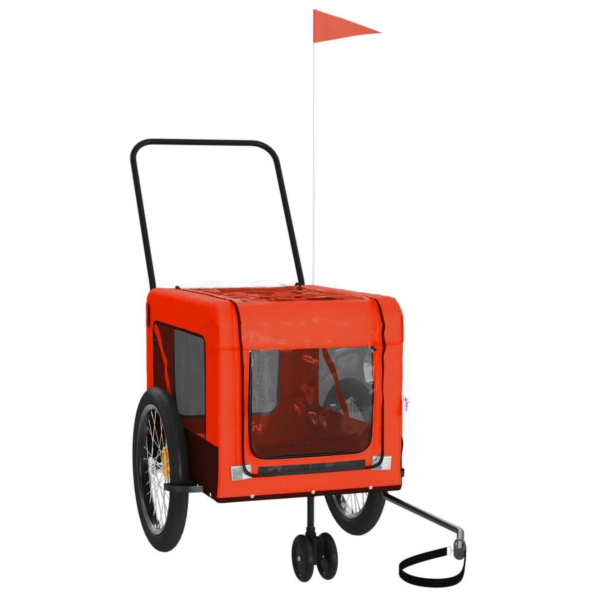 Voir la diapositive 3 : VIDAXL Remorque de velo pour animaux de compagnie orange et noir